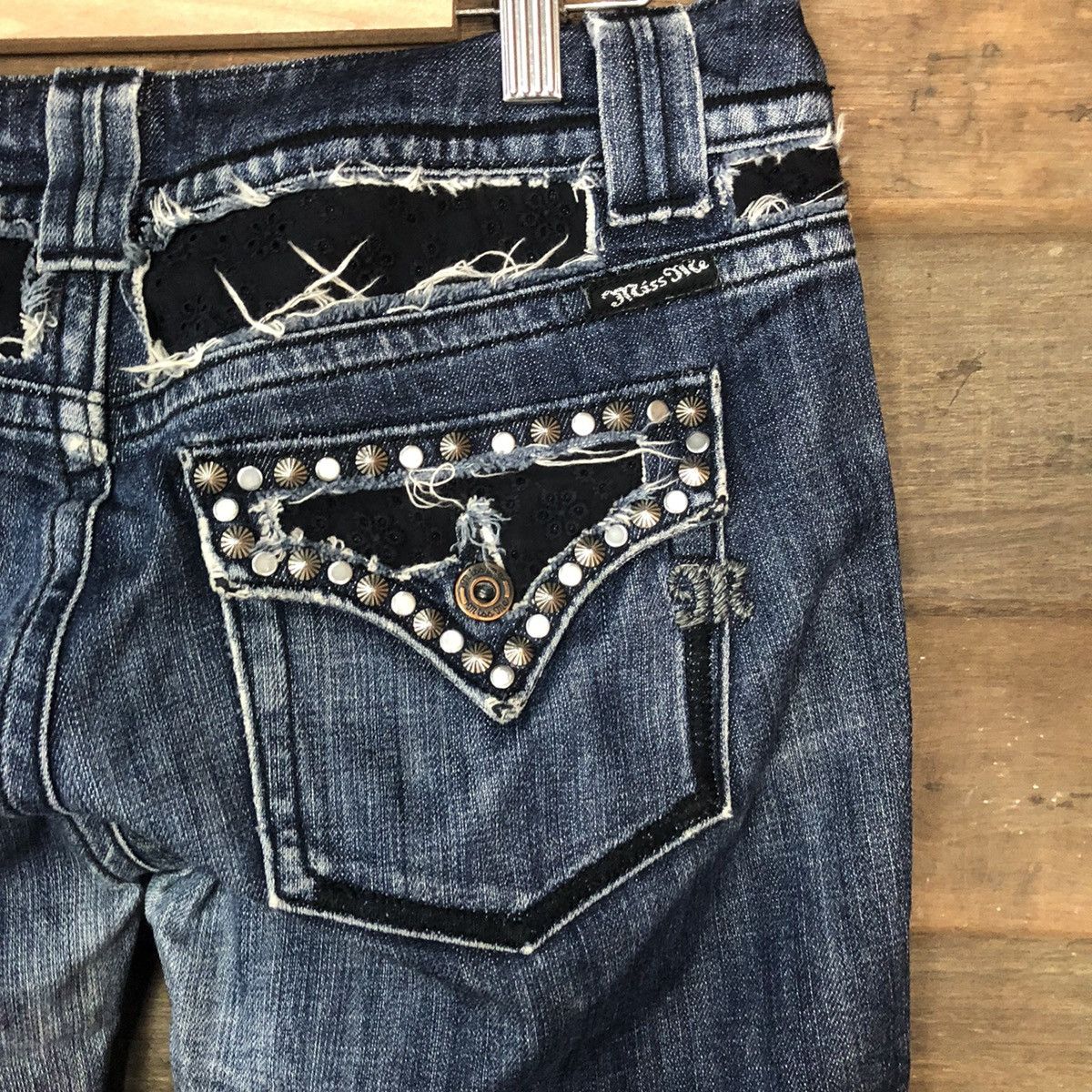 Japanese Brand Miss Me skull Dark Blue Cropped Denim Pants #5113 Size 30" / US 8 / IT 44 - 13 Thumbnail