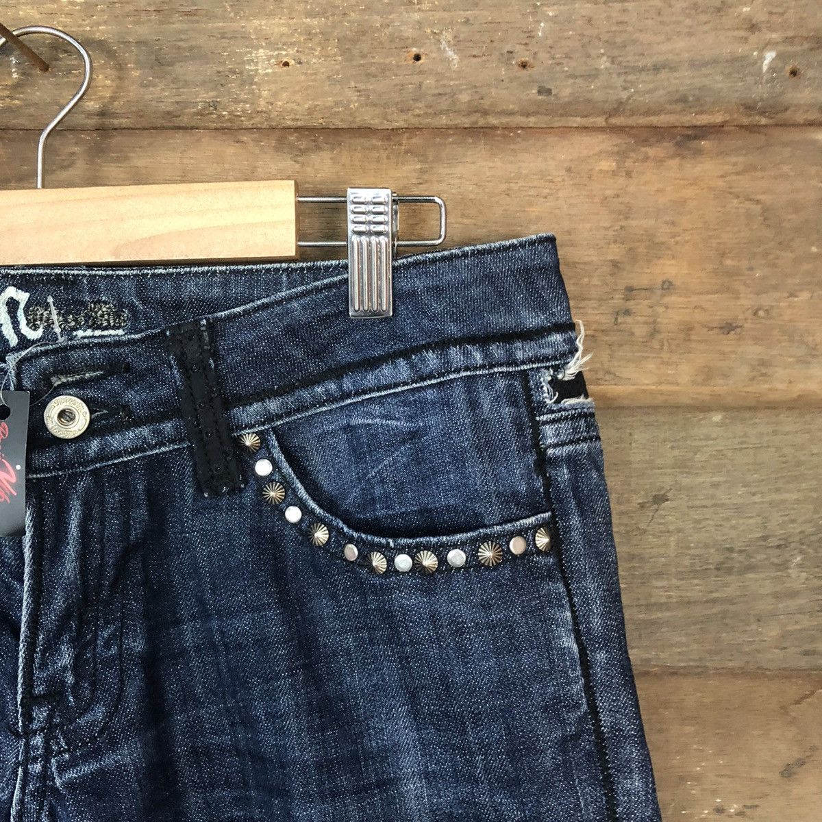 Japanese Brand Miss Me skull Dark Blue Cropped Denim Pants #5113 Size 30" / US 8 / IT 44 - 5 Thumbnail