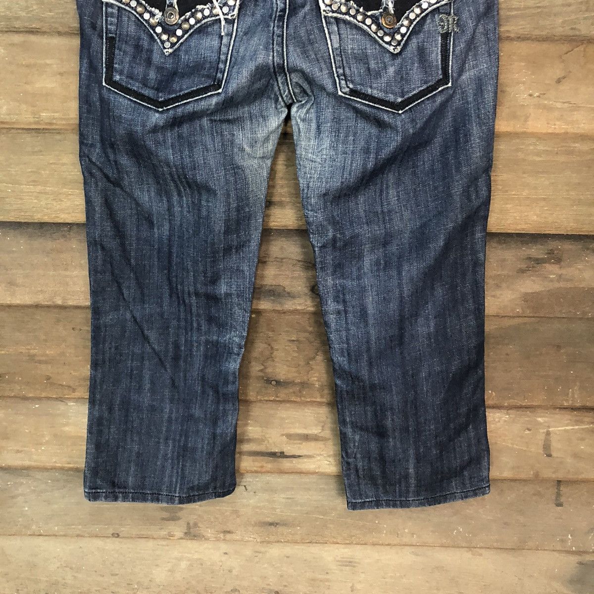 Japanese Brand Miss Me skull Dark Blue Cropped Denim Pants #5113 Size 30" / US 8 / IT 44 - 11 Thumbnail