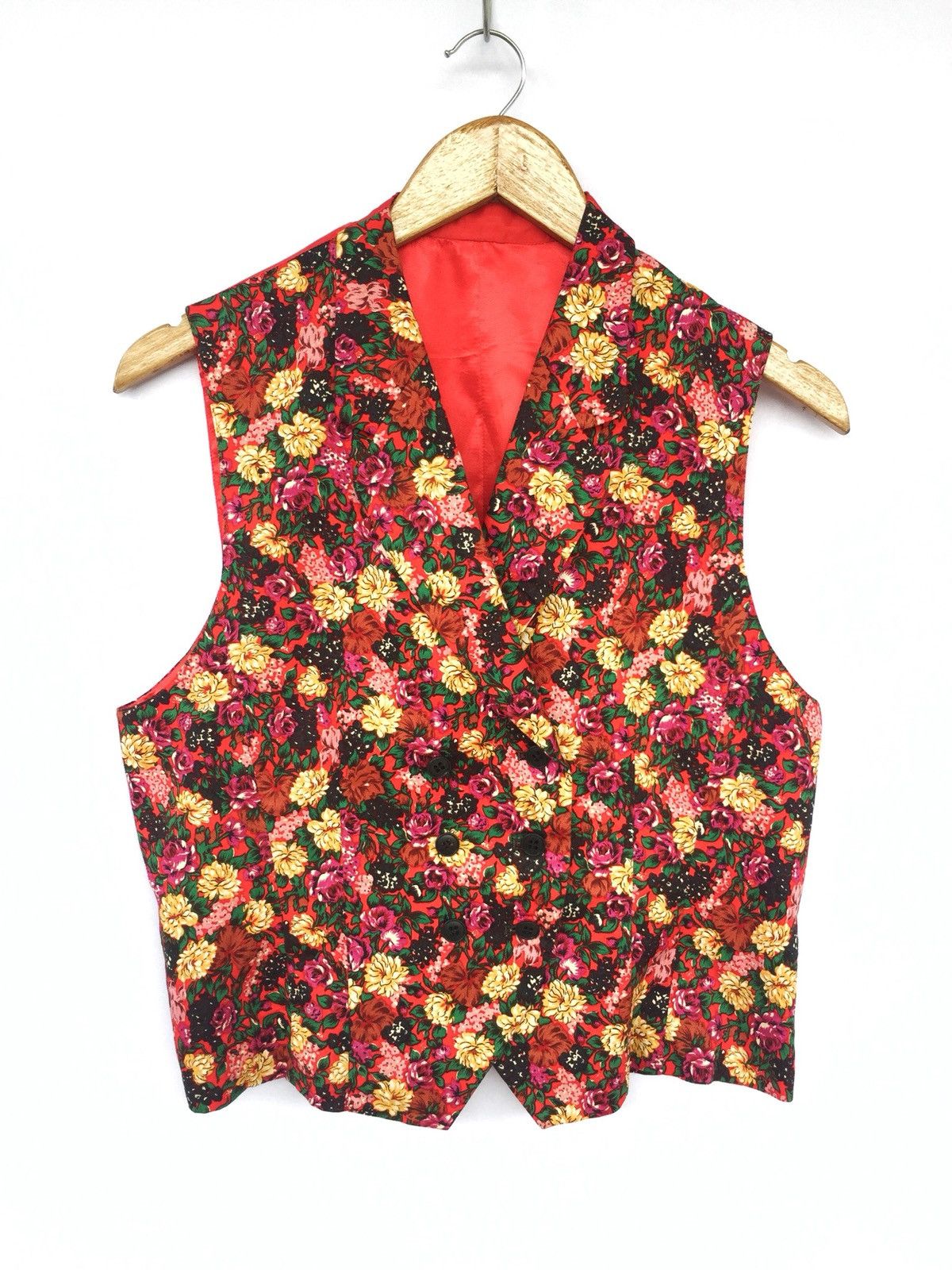 Kenzo HEAT🔥Kenzo Paris Floral Motif Overprint Buton Vest Size US S / EU 44-46 / 1 - 1 Thumbnail