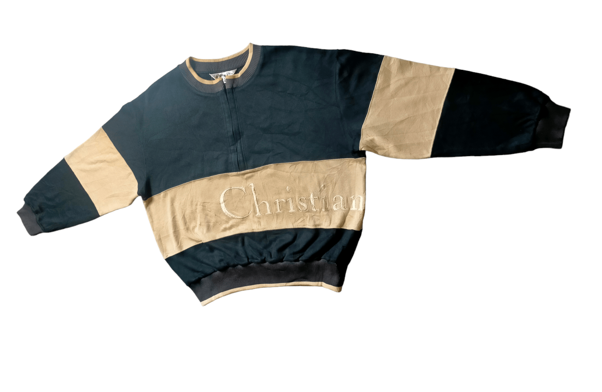 Christian Dior Monsieur Christian Dior Embroidered Spell Out Half Zipped Sweatshirt Size US L / EU 52-54 / 3 - 10 Thumbnail