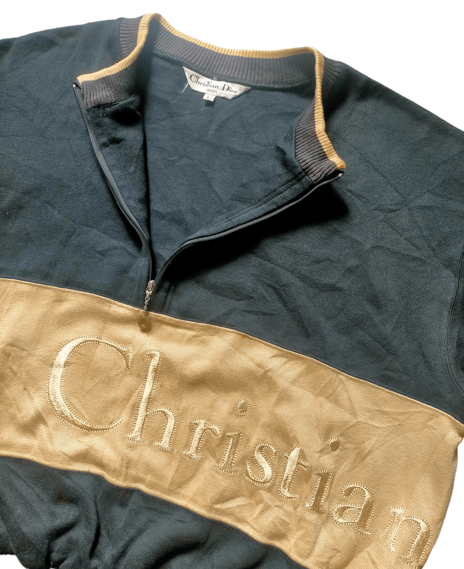 Christian Dior Monsieur Christian Dior Embroidered Spell Out Half Zipped Sweatshirt Size US L / EU 52-54 / 3 - 4 Thumbnail