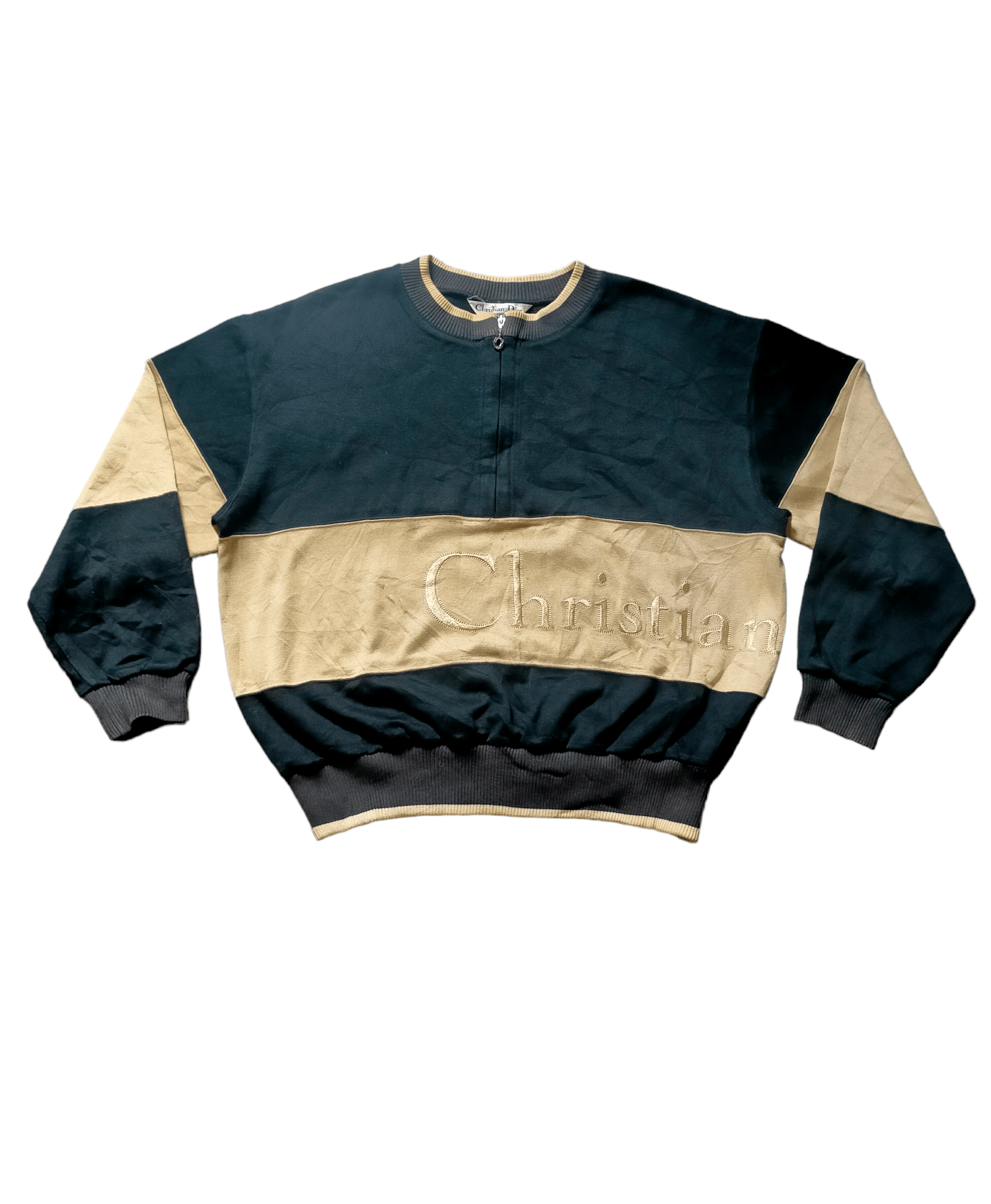 Christian Dior Monsieur Christian Dior Embroidered Spell Out Half Zipped Sweatshirt Size US L / EU 52-54 / 3 - 3 Thumbnail