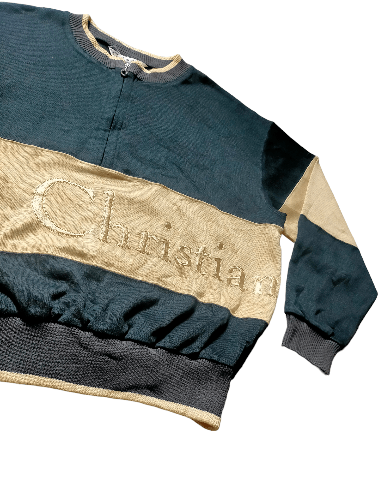 Christian Dior Monsieur Christian Dior Embroidered Spell Out Half Zipped Sweatshirt Size US L / EU 52-54 / 3 - 1 Thumbnail