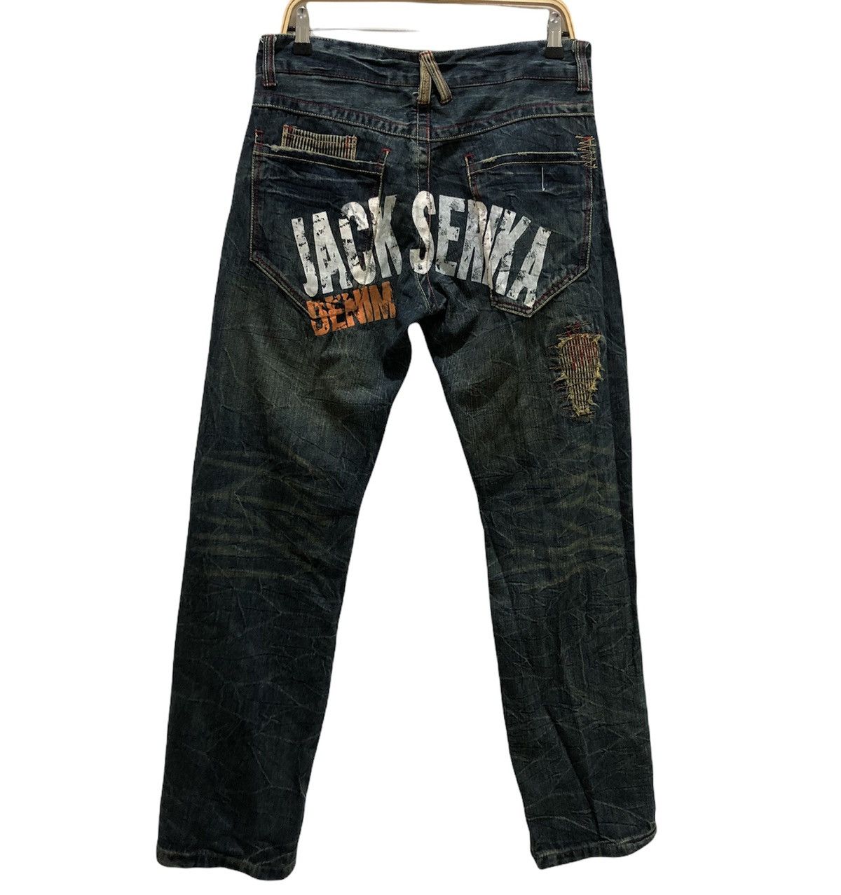 JACK SERKA Distressed Painted Vintage Street Denim Pants