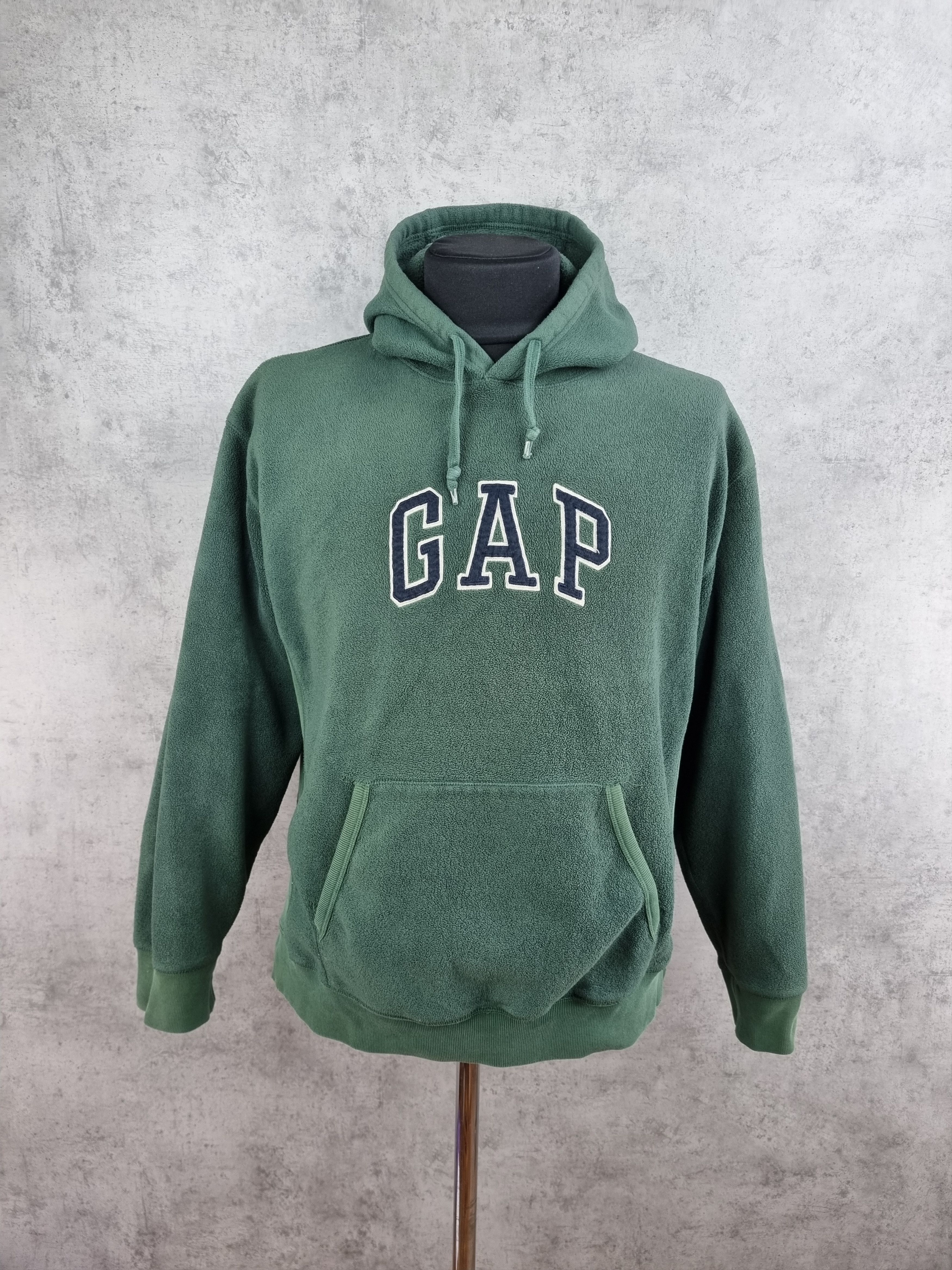Gap × Vintage Vintage Gap Spellout Fleece Pine Green Hoodie Size US L / EU 52-54 / 3 - 5 Thumbnail