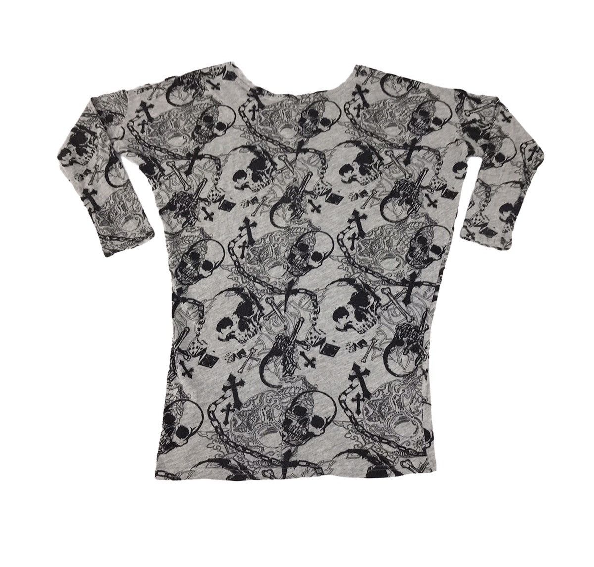 Japanese Brand Vintage L.A Oil Shock Sweatshirt All Over Skull Cross Print Size 3XL / US 20-22 - 2 Thumbnail