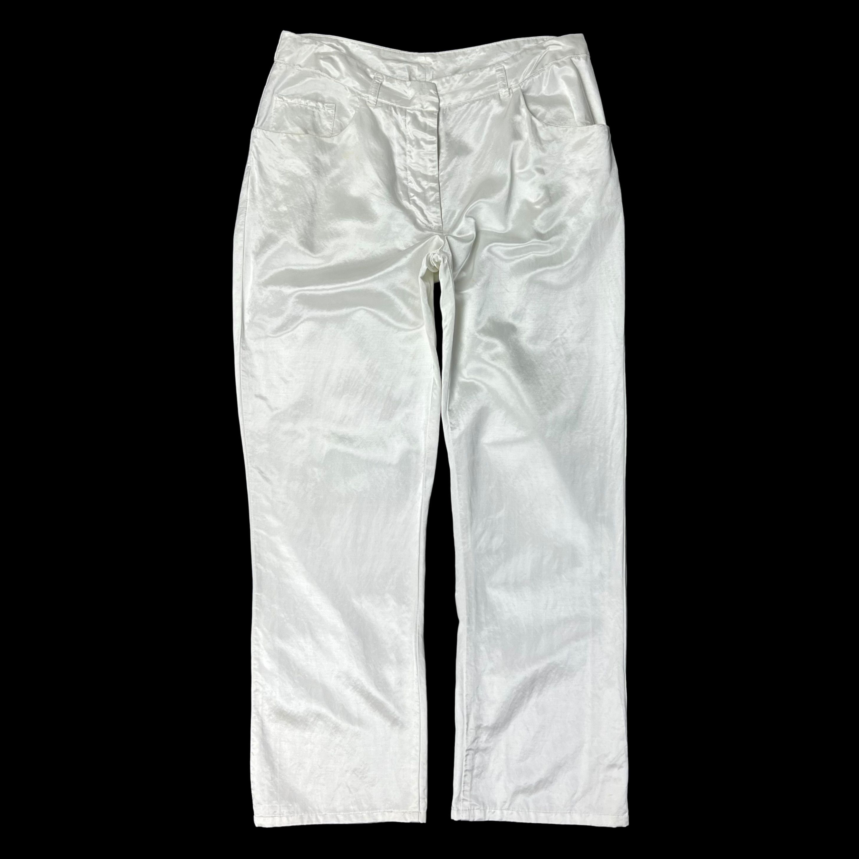 Maison Margiela S/S 99 ⑥ Archive White Silk Button Up Trouser Size US 31 - 2 Thumbnail