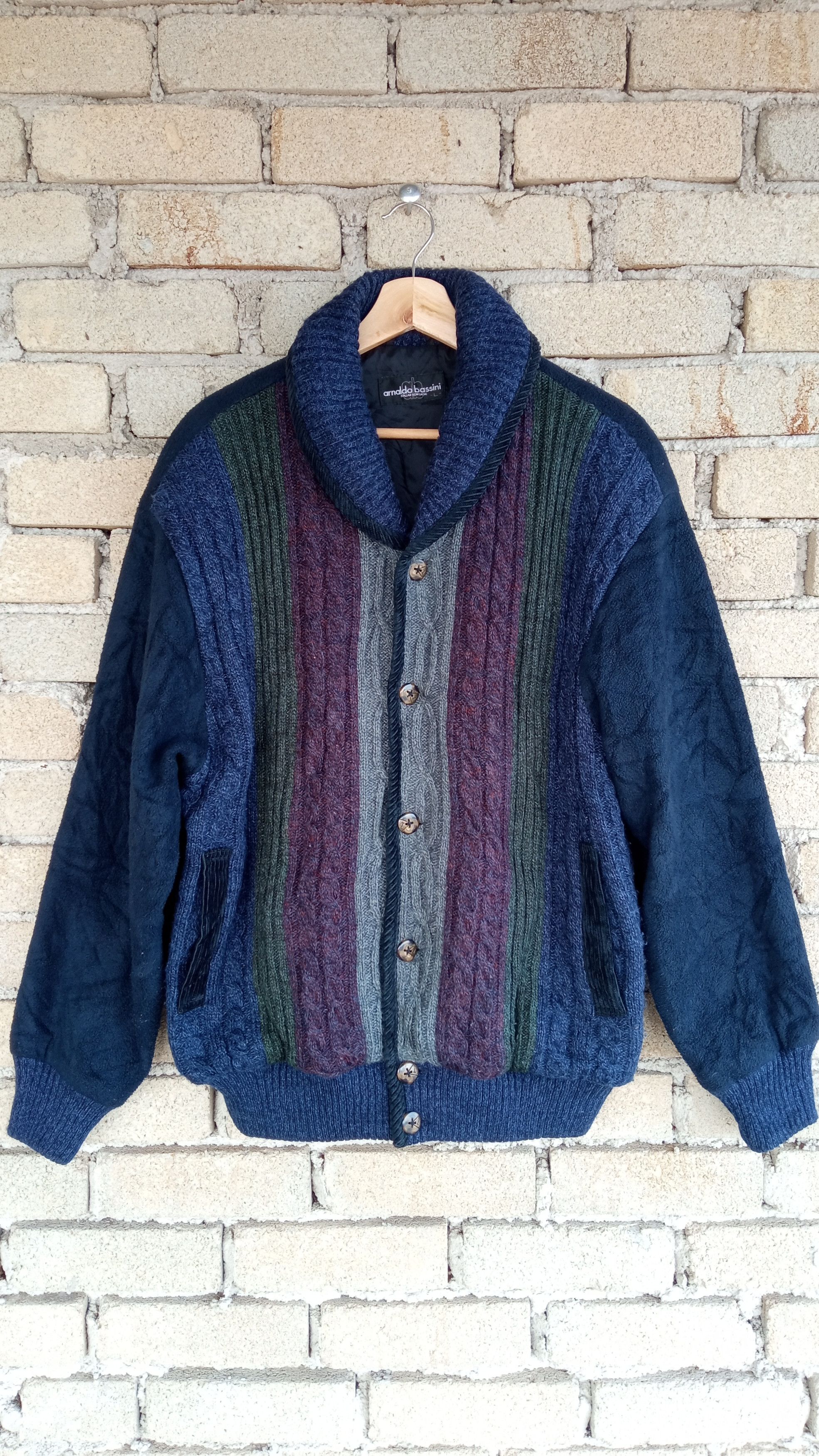 Japanese Brand × Vintage 🔥🔥Vtg Arnaldo Bassini Shawl Collar Knitwear Sweater Jacket Size US L / EU 52-54 / 3 - 4 Thumbnail