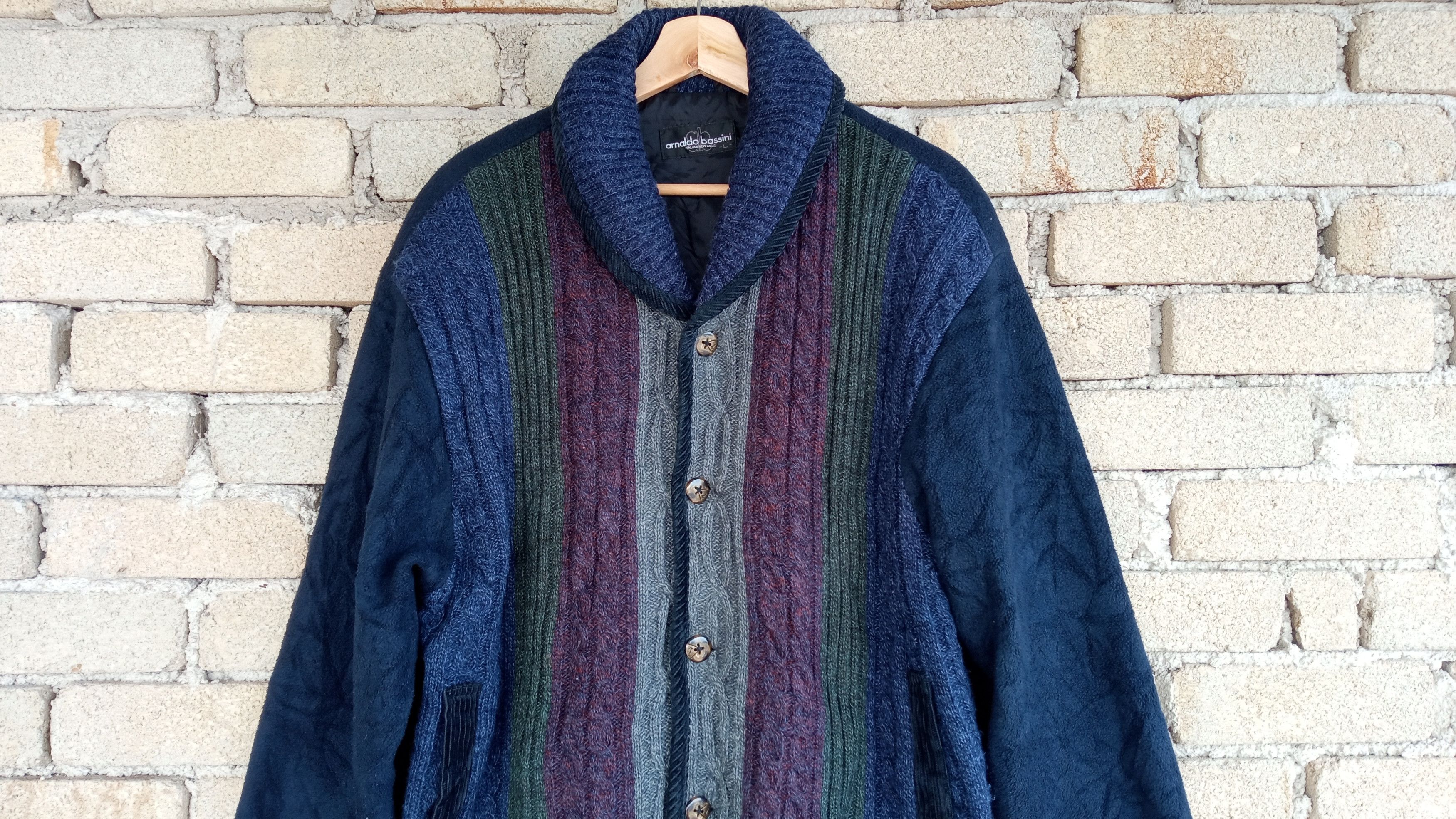 Japanese Brand × Vintage 🔥🔥Vtg Arnaldo Bassini Shawl Collar Knitwear Sweater Jacket Size US L / EU 52-54 / 3 - 6 Thumbnail