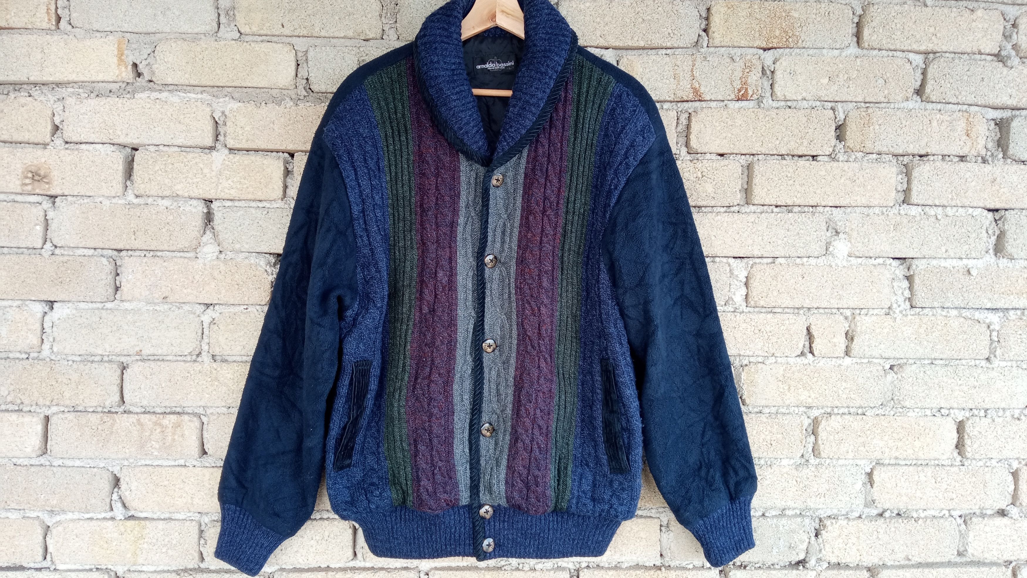 Japanese Brand × Vintage 🔥🔥Vtg Arnaldo Bassini Shawl Collar Knitwear Sweater Jacket Size US L / EU 52-54 / 3 - 5 Thumbnail