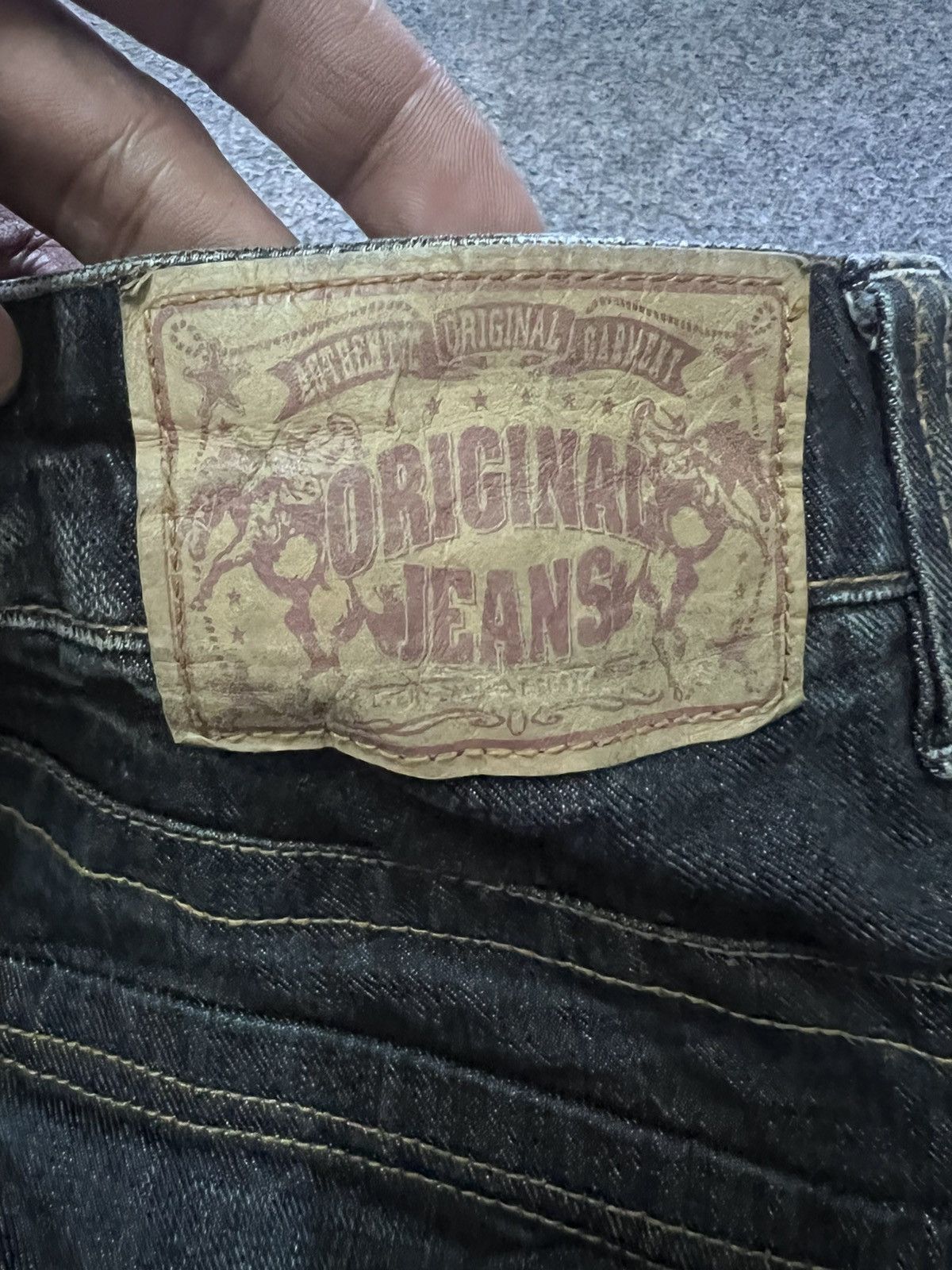 Japanese Brand FLARED 🔥Thrashed RIPPED ORIGINAL JEANS DENIM PANTS Size US 35 - 9 Thumbnail