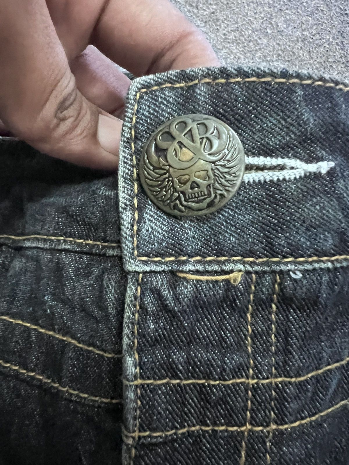 Japanese Brand FLARED 🔥Thrashed RIPPED ORIGINAL JEANS DENIM PANTS Size US 35 - 11 Thumbnail
