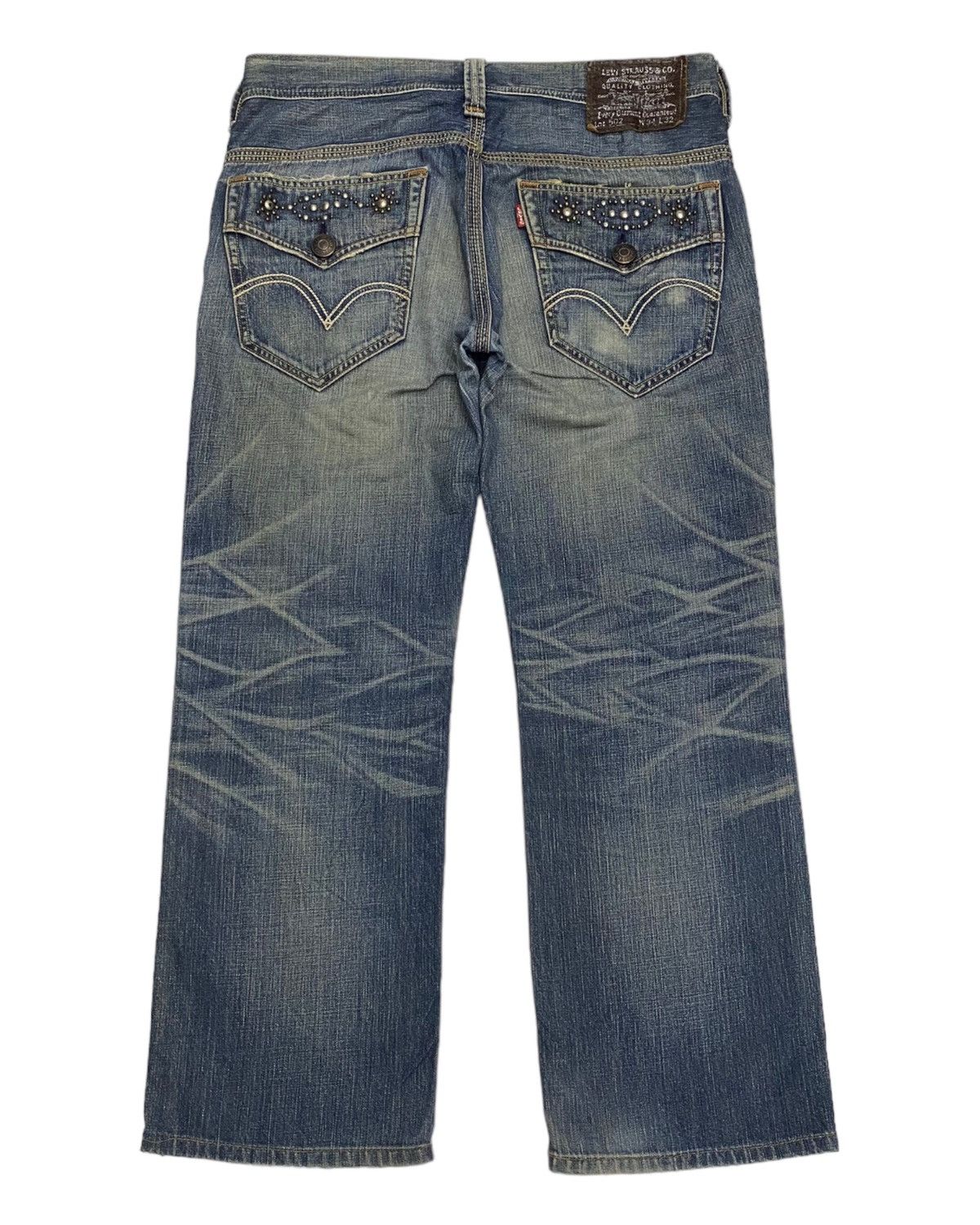 image of Distressed Denim x Hysteric Glamour Vintage Levis 502 Distressed Baggy Denim Jeans in Blue (Size 36