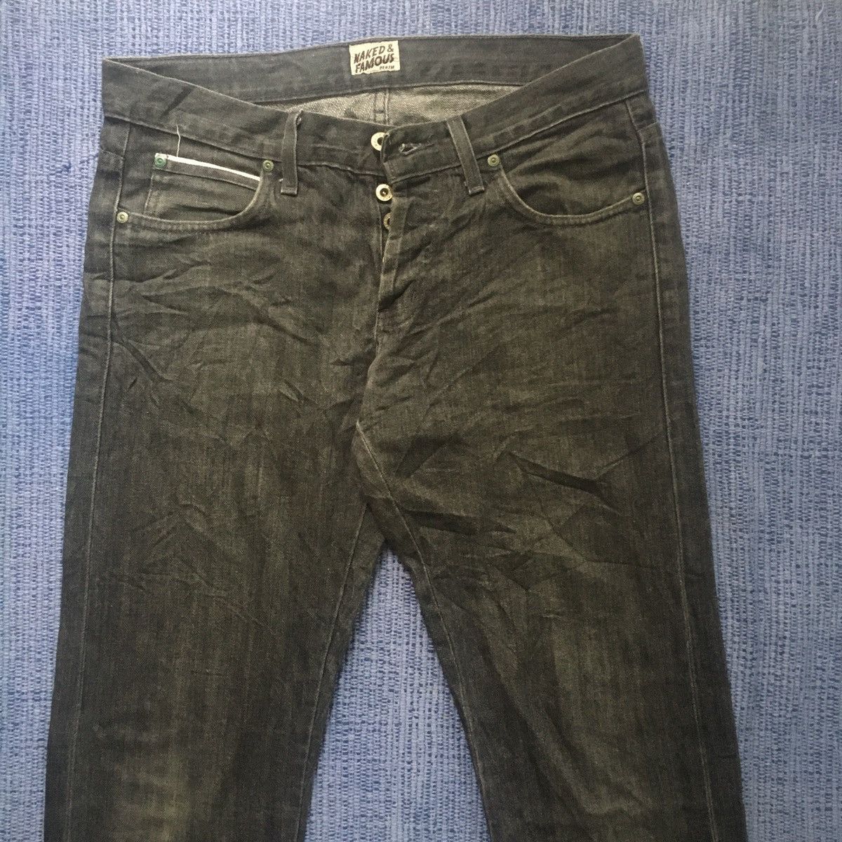 Naked & Famous skinny guy charcoal selvedge Size US 33 - 3 Thumbnail