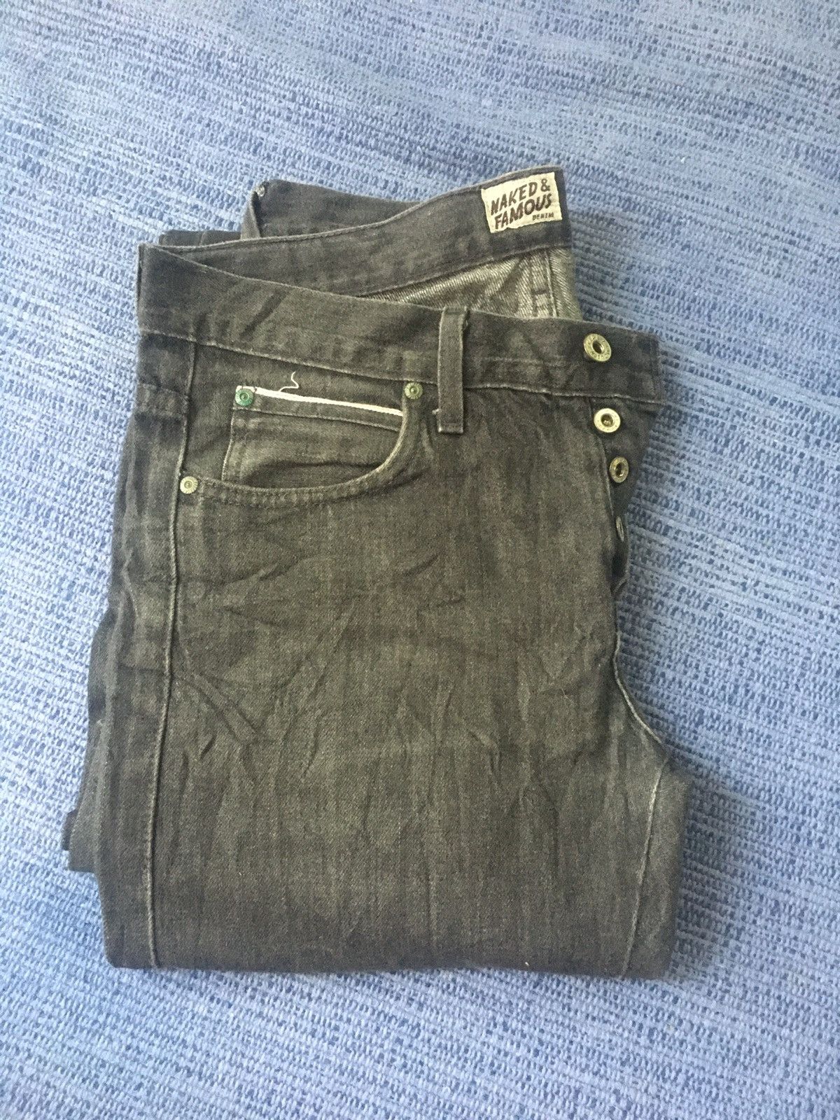 Naked & Famous skinny guy charcoal selvedge Size US 33 - 1 Thumbnail