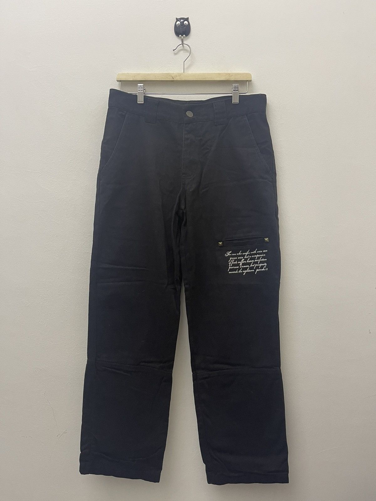 Le Grande Bleu (L.G.B.) Rare Vintage OCTOPUS ARMY Daicock Punk Poem Pant Black Loose Size US 32 / EU 48 - 6 Thumbnail