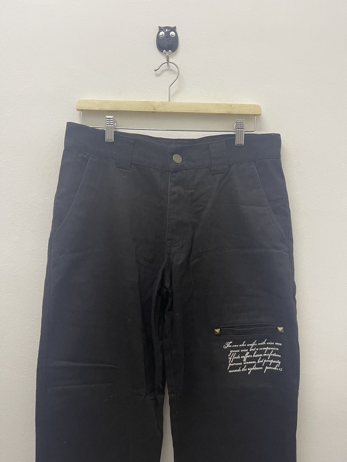 Le Grande Bleu (L.G.B.) Rare Vintage OCTOPUS ARMY Daicock Punk Poem Pant Black Loose Size US 32 / EU 48 - 8 Thumbnail