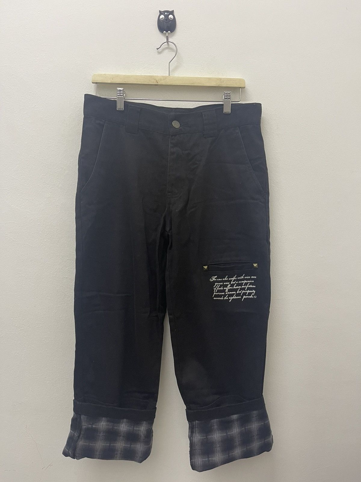 Le Grande Bleu (L.G.B.) Rare Vintage OCTOPUS ARMY Daicock Punk Poem Pant Black Loose Size US 32 / EU 48 - 7 Thumbnail