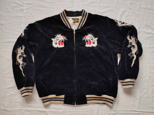 Vintage Sukajan Velvet Embroidery Jacket Tiger Japan Size US L / EU 52-54 / 3 - 2 Thumbnail