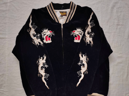 Vintage Sukajan Velvet Embroidery Jacket Tiger Japan Size US L / EU 52-54 / 3 - 3 Thumbnail