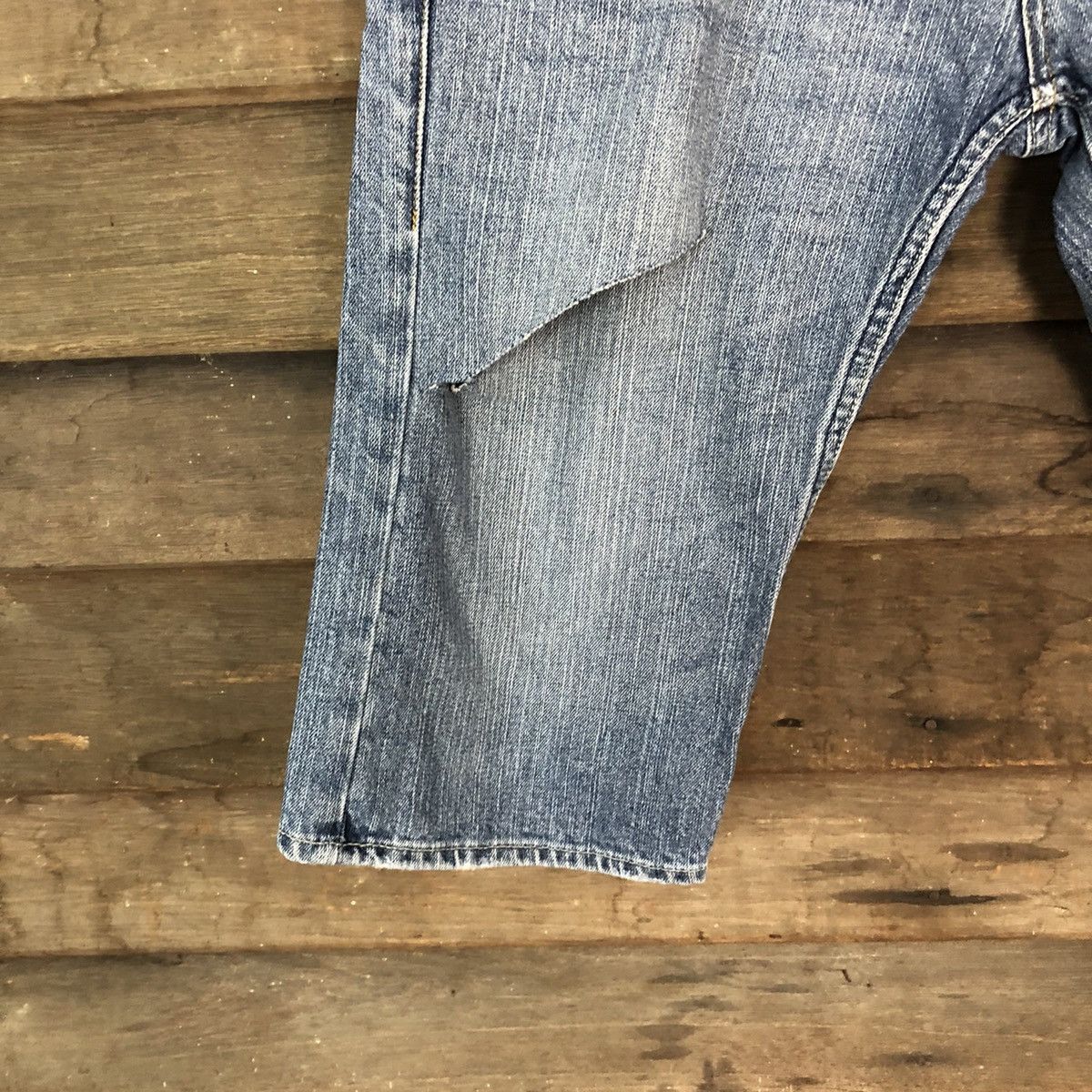 Japanese Brand Oil cake double waist Distressed Denim Pants #4638 Size US 30 / EU 46 - 6 Thumbnail