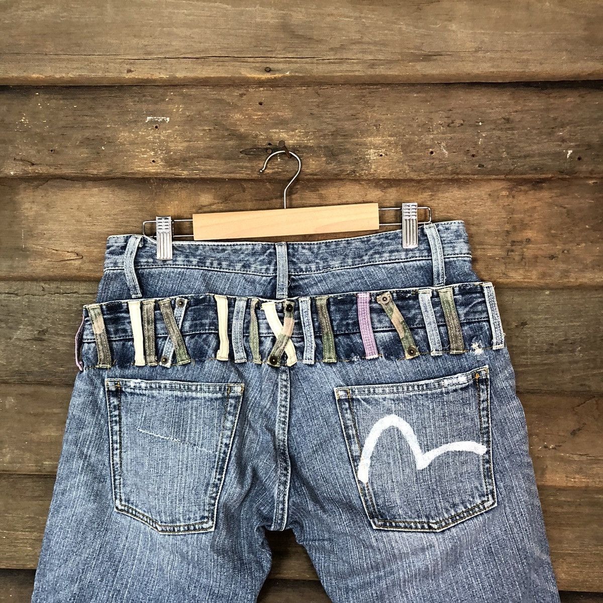 Japanese Brand Oil cake double waist Distressed Denim Pants #4638 Size US 30 / EU 46 - 13 Thumbnail