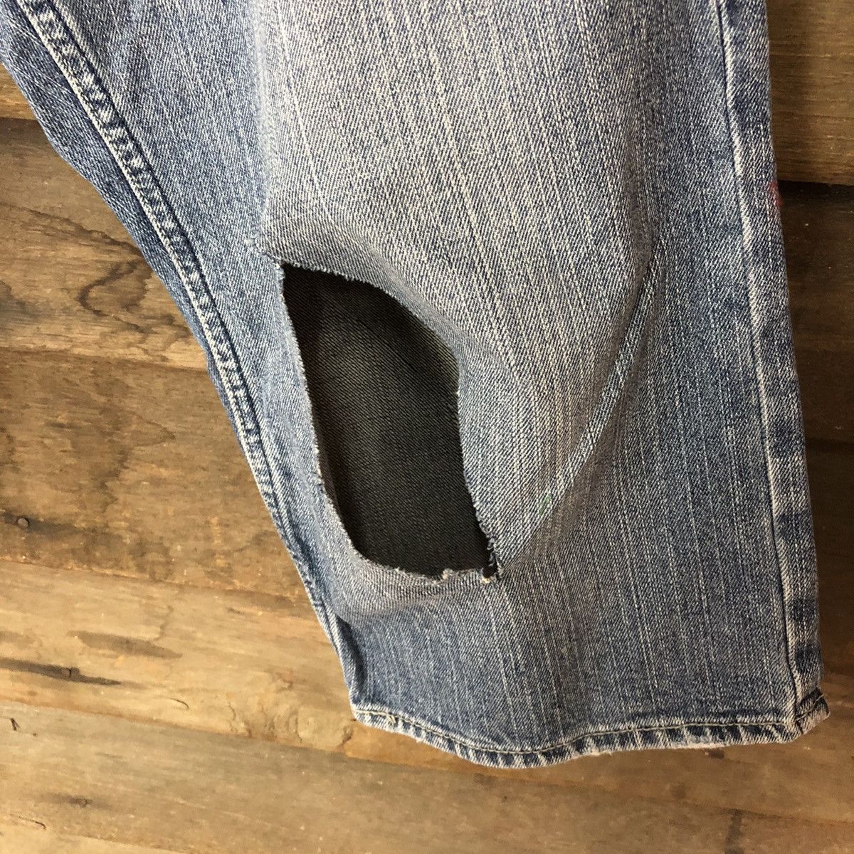Japanese Brand Oil cake double waist Distressed Denim Pants #4638 Size US 30 / EU 46 - 10 Thumbnail