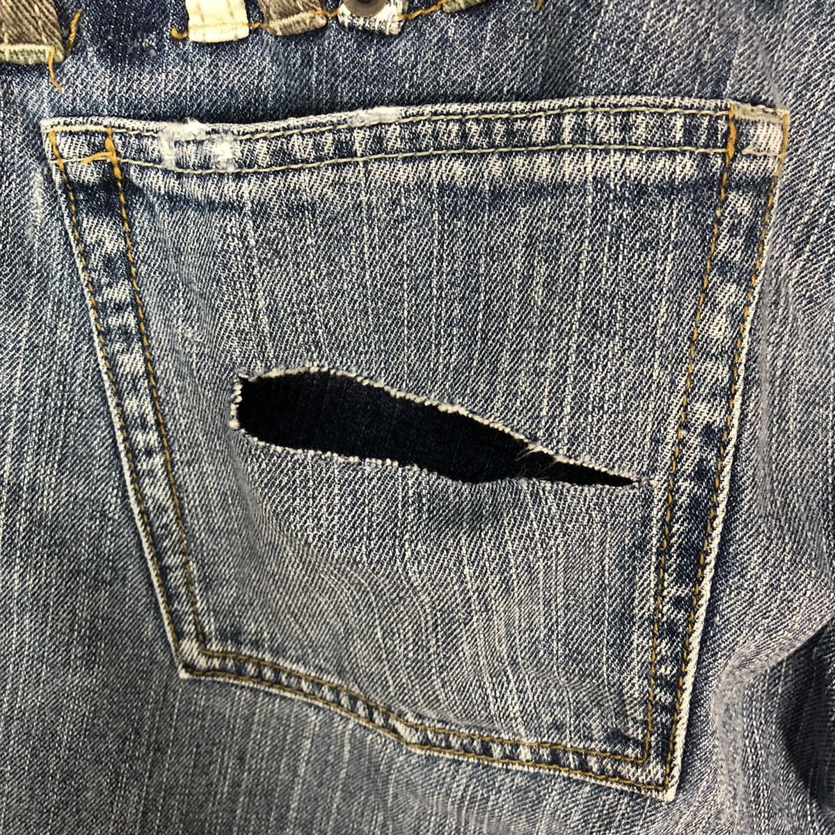Japanese Brand Oil cake double waist Distressed Denim Pants #4638 Size US 30 / EU 46 - 17 Thumbnail