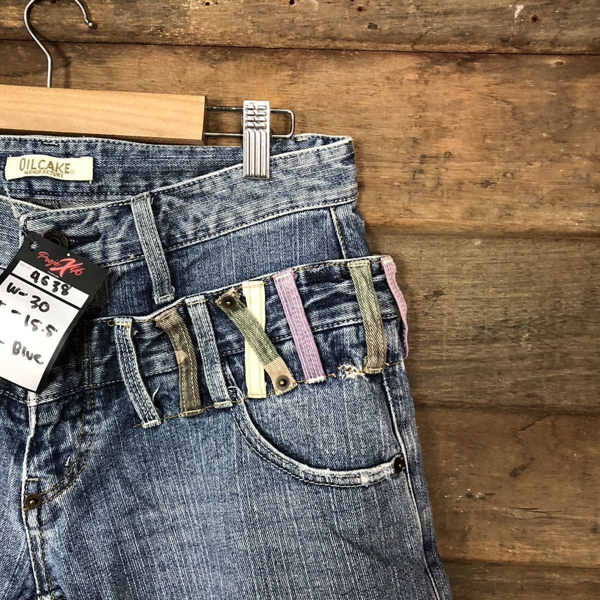 Japanese Brand Oil cake double waist Distressed Denim Pants #4638 Size US 30 / EU 46 - 5 Thumbnail