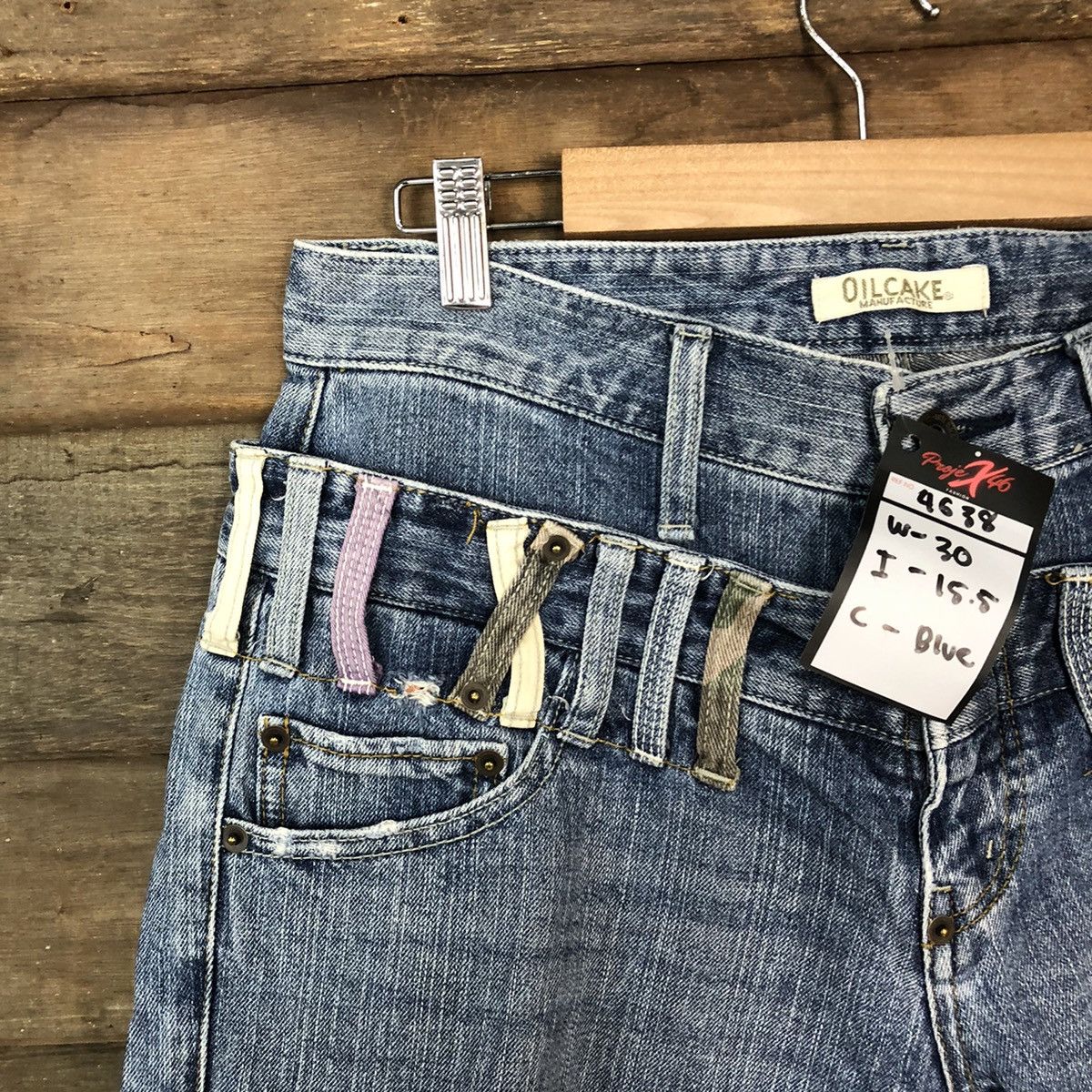 Japanese Brand Oil cake double waist Distressed Denim Pants #4638 Size US 30 / EU 46 - 4 Thumbnail