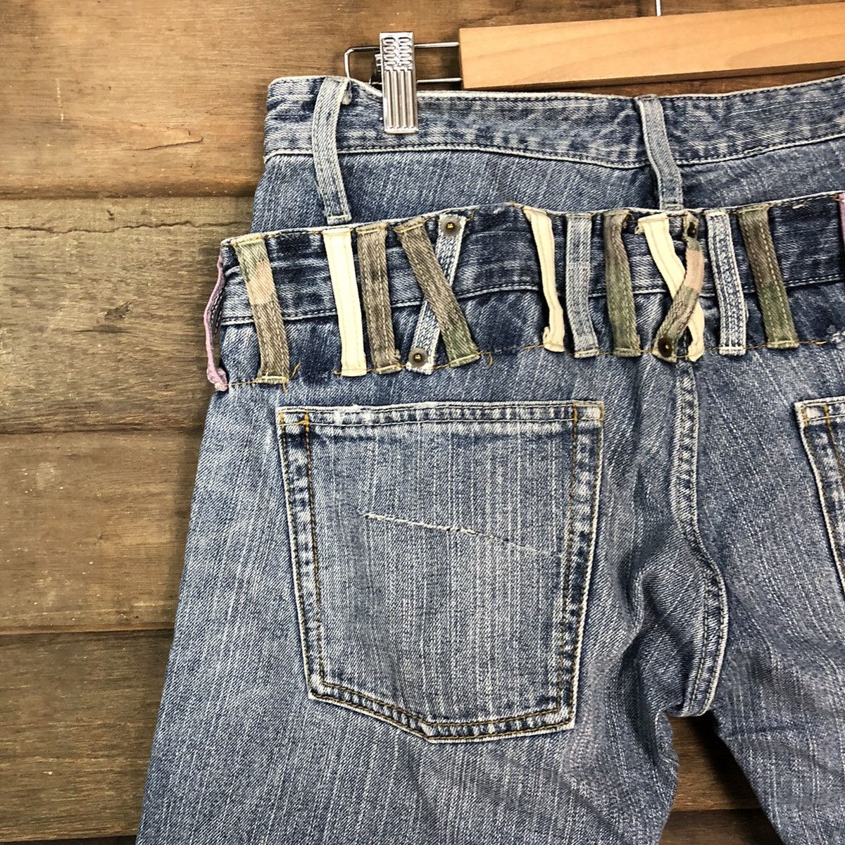 Japanese Brand Oil cake double waist Distressed Denim Pants #4638 Size US 30 / EU 46 - 15 Thumbnail
