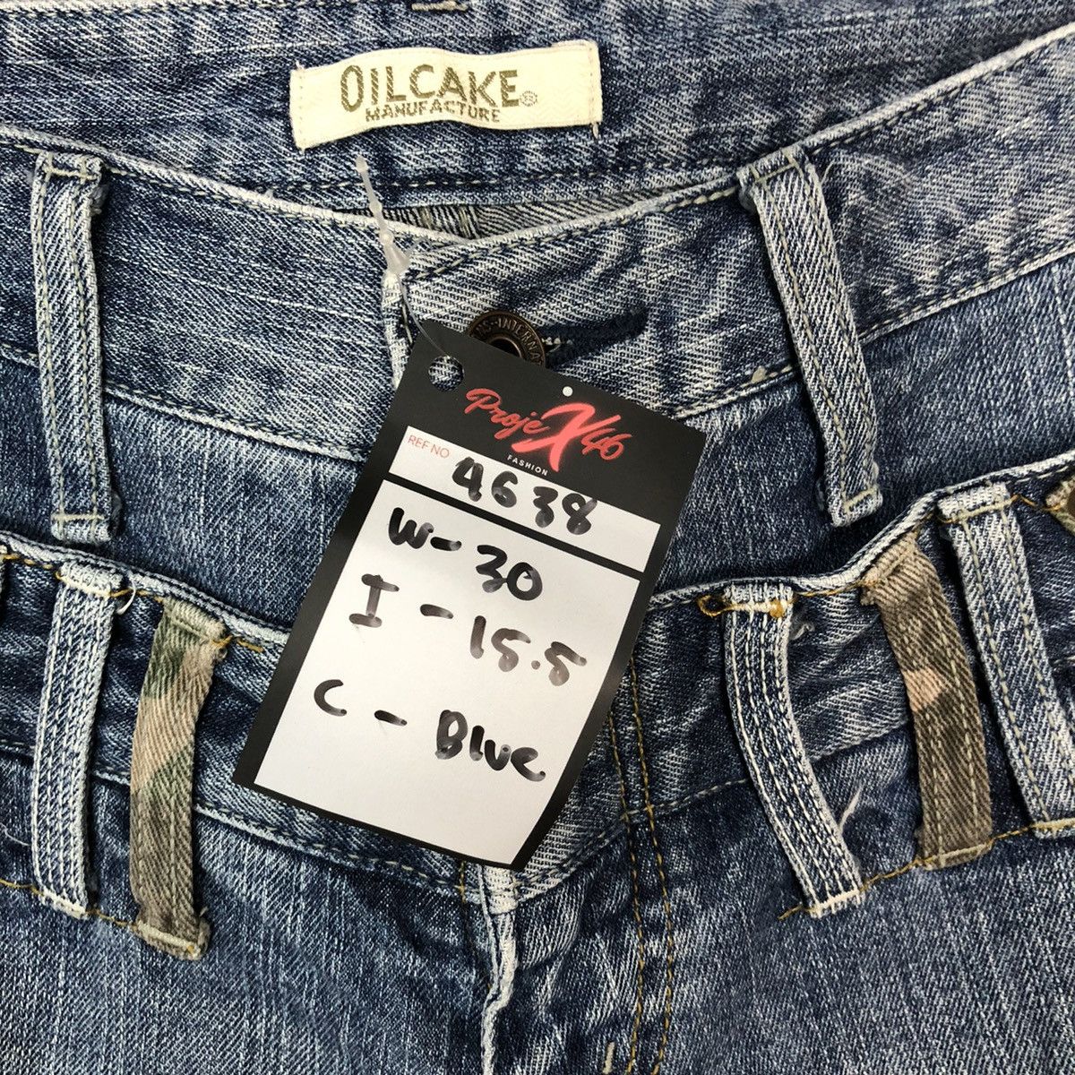 Japanese Brand Oil cake double waist Distressed Denim Pants #4638 Size US 30 / EU 46 - 8 Thumbnail