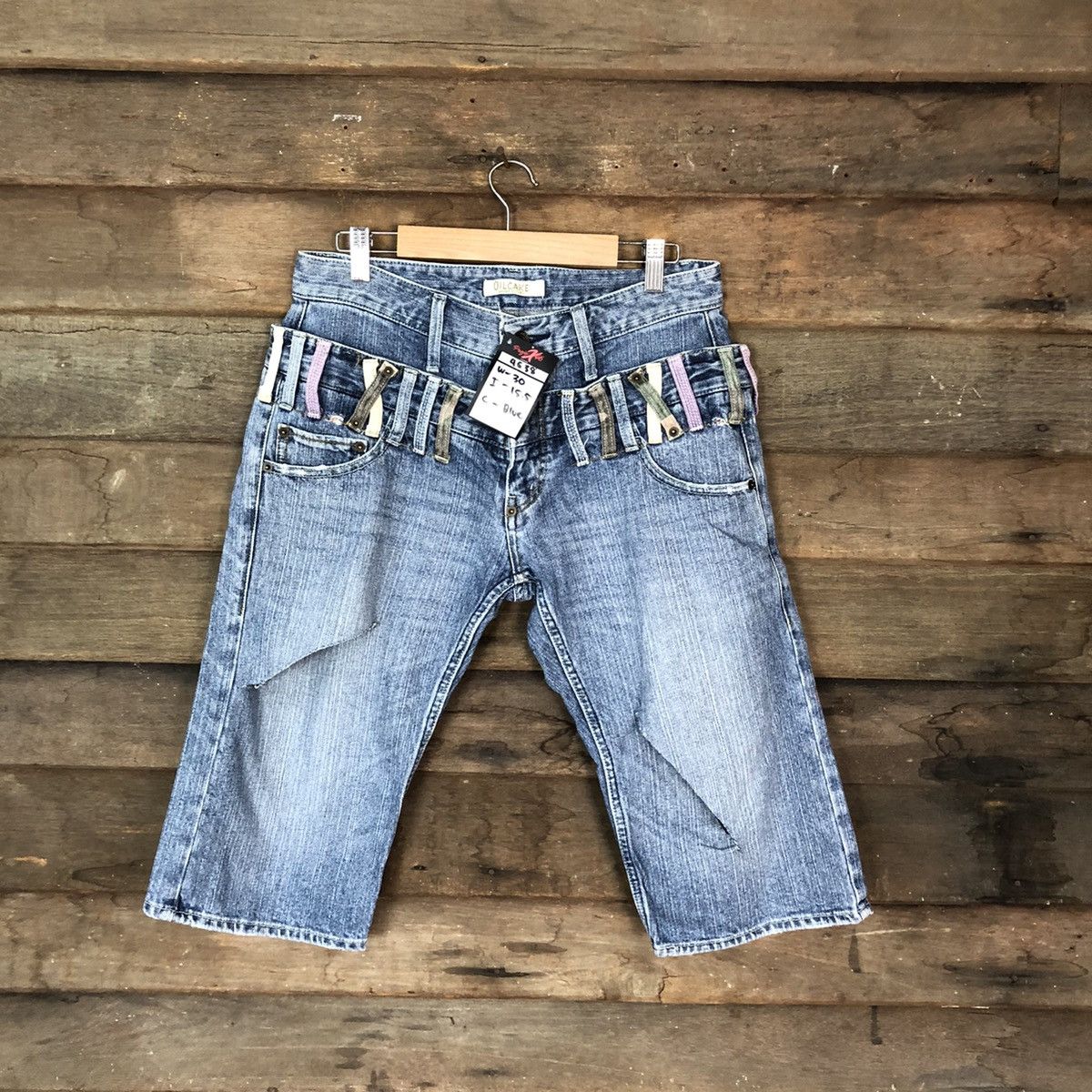 Japanese Brand Oil cake double waist Distressed Denim Pants #4638 Size US 30 / EU 46 - 1 Thumbnail