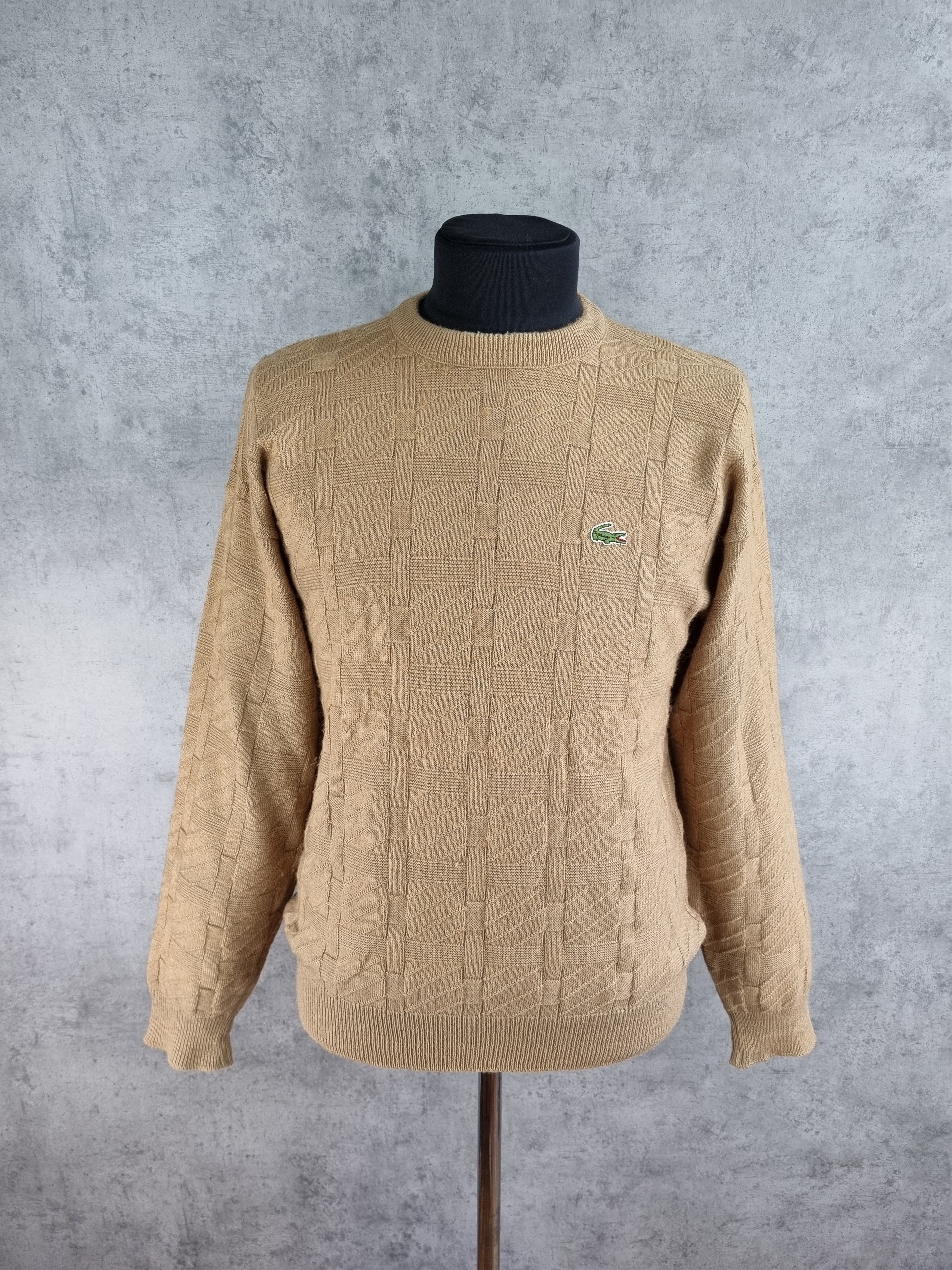 image of Coloured Cable Knit Sweater x Lacoste 80's Lacoste Chemise Cable Knitted Wool Sweater Golf Wang in 
