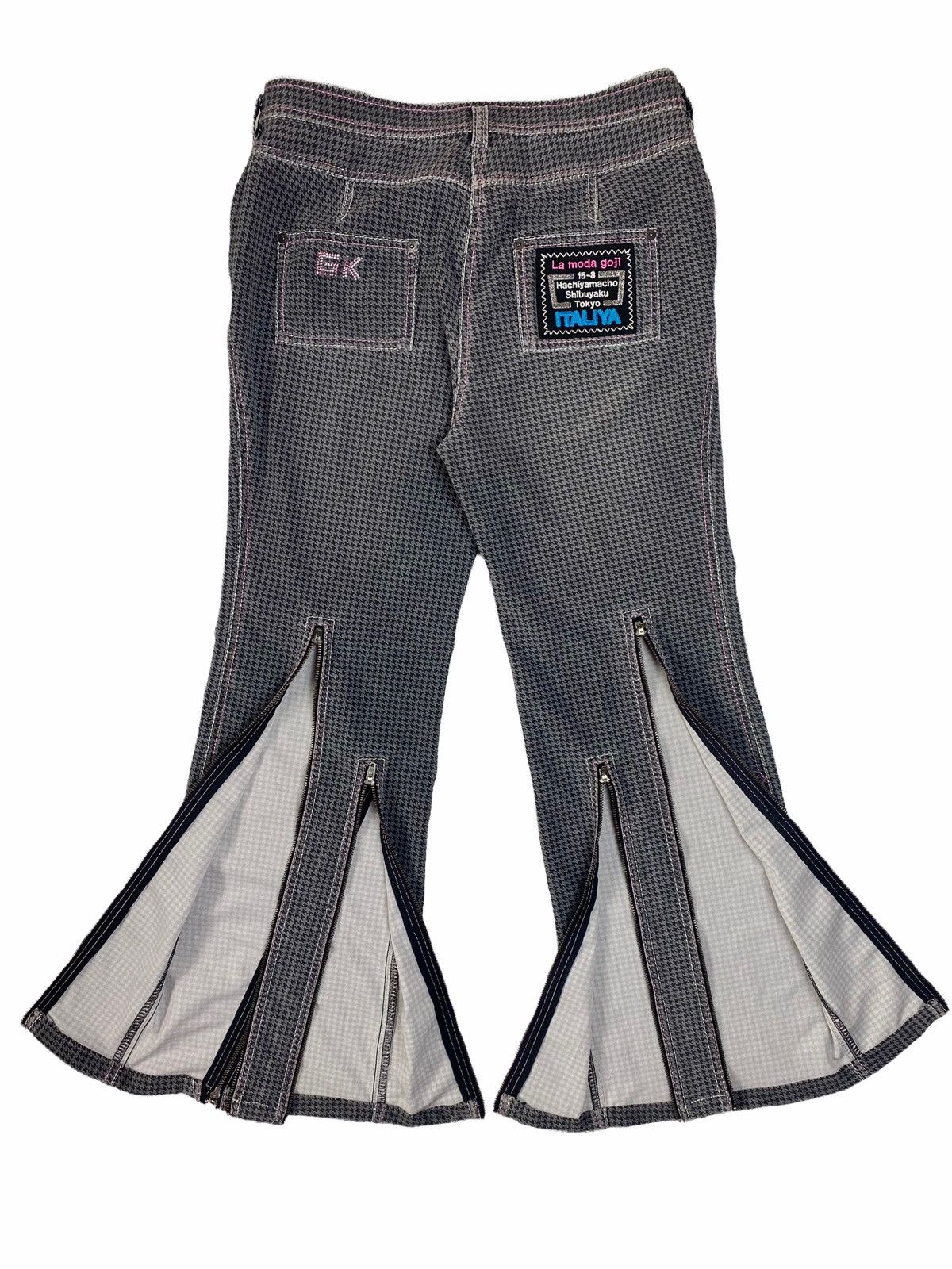 90s La Moda Goji Multizipper Houndstooth Flared