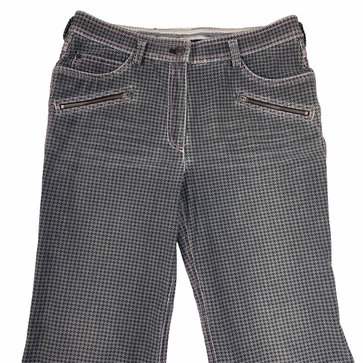 Japanese Brand 90s La Moda Goji Multizipper Houndstooth Flared Size US 29 - 5 Thumbnail
