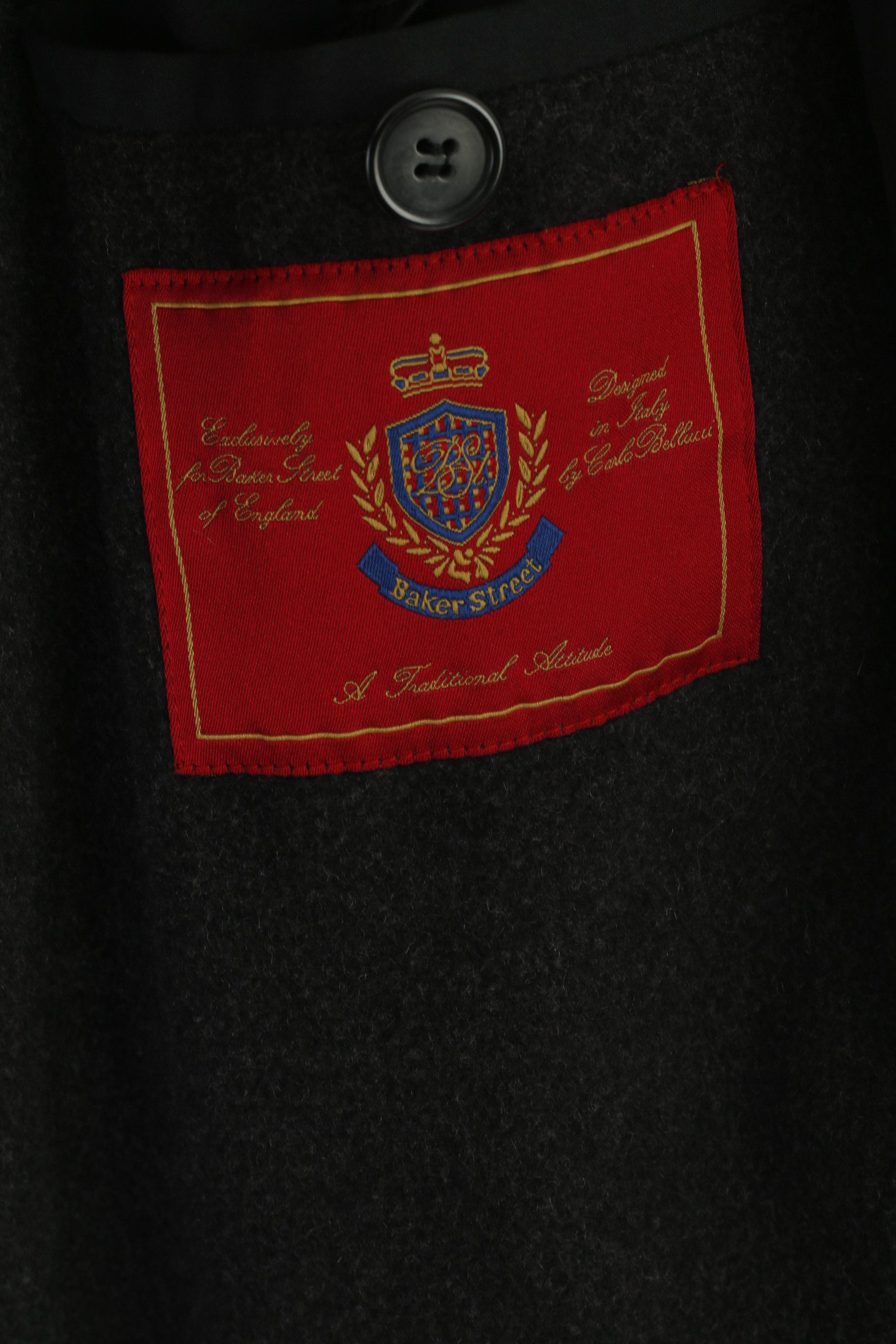 Vintage Baker Street Men 42 L Long Coat Black Design in Italy 3114 Size US L / EU 52-54 / 3 - 4 Thumbnail