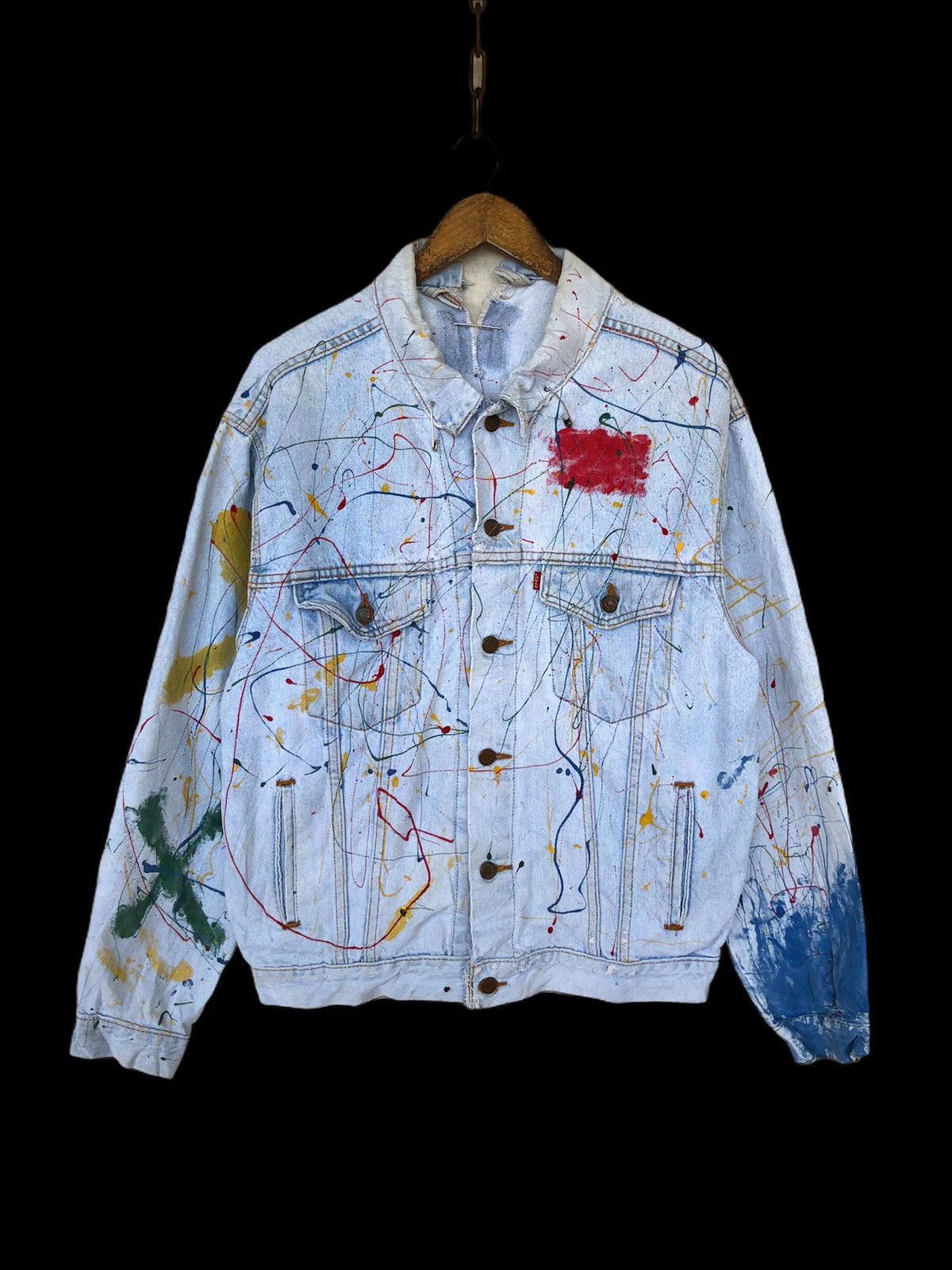 Art Comes First Vtg Levi's 501 Custom Art Painter Denim Trucker Jacket Size US L / EU 52-54 / 3 - 1 Thumbnail