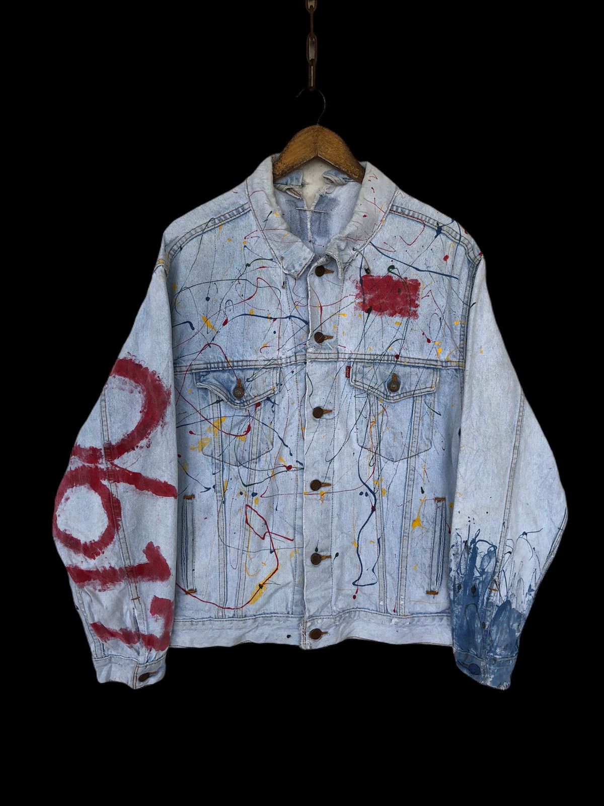 Art Comes First Vtg Levi's 501 Custom Art Painter Denim Trucker Jacket Size US L / EU 52-54 / 3 - 2 Thumbnail