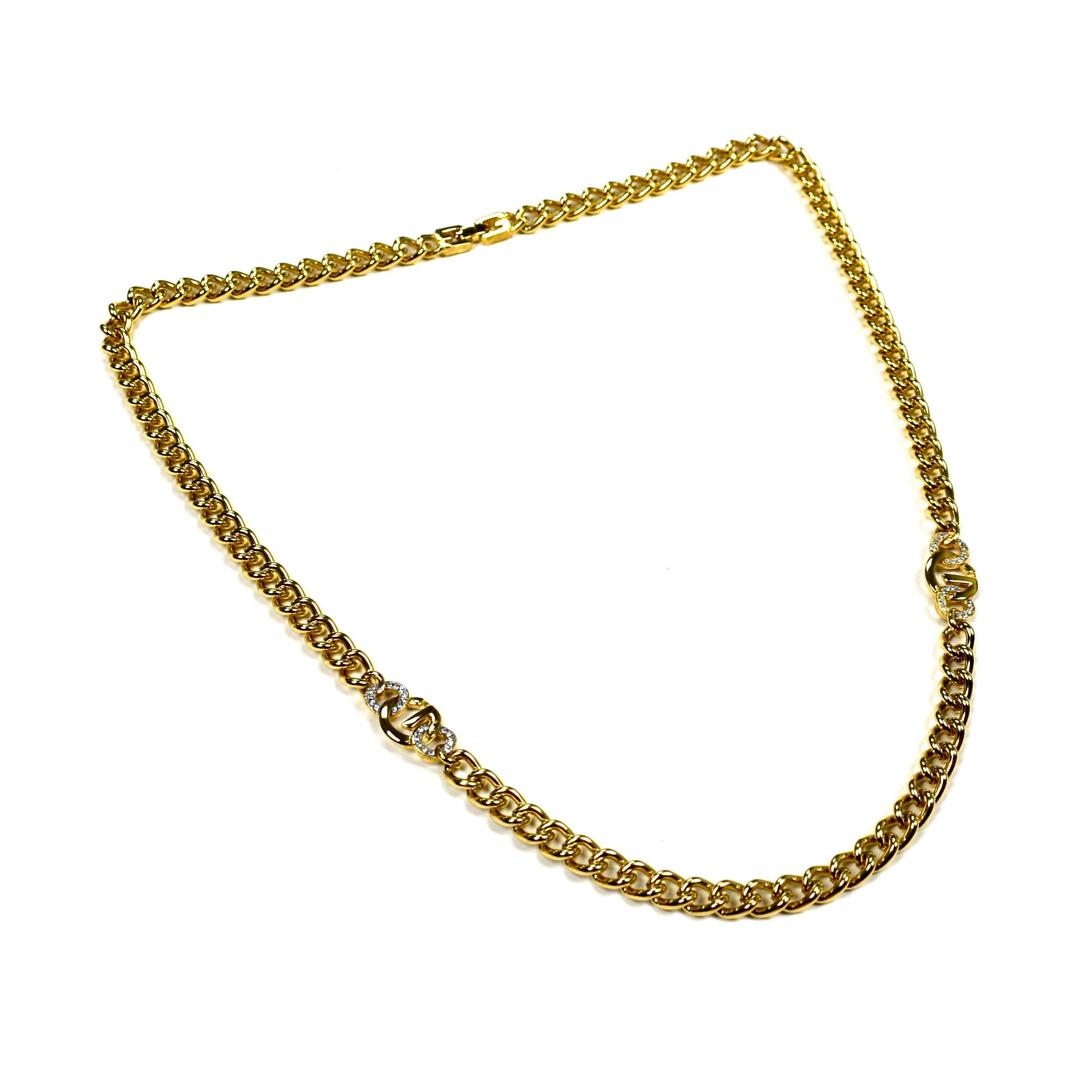 Givenchy Givenchy 25.5" Gold Crystal Logo Link Chain Necklace Size ONE SIZE - 3 Thumbnail