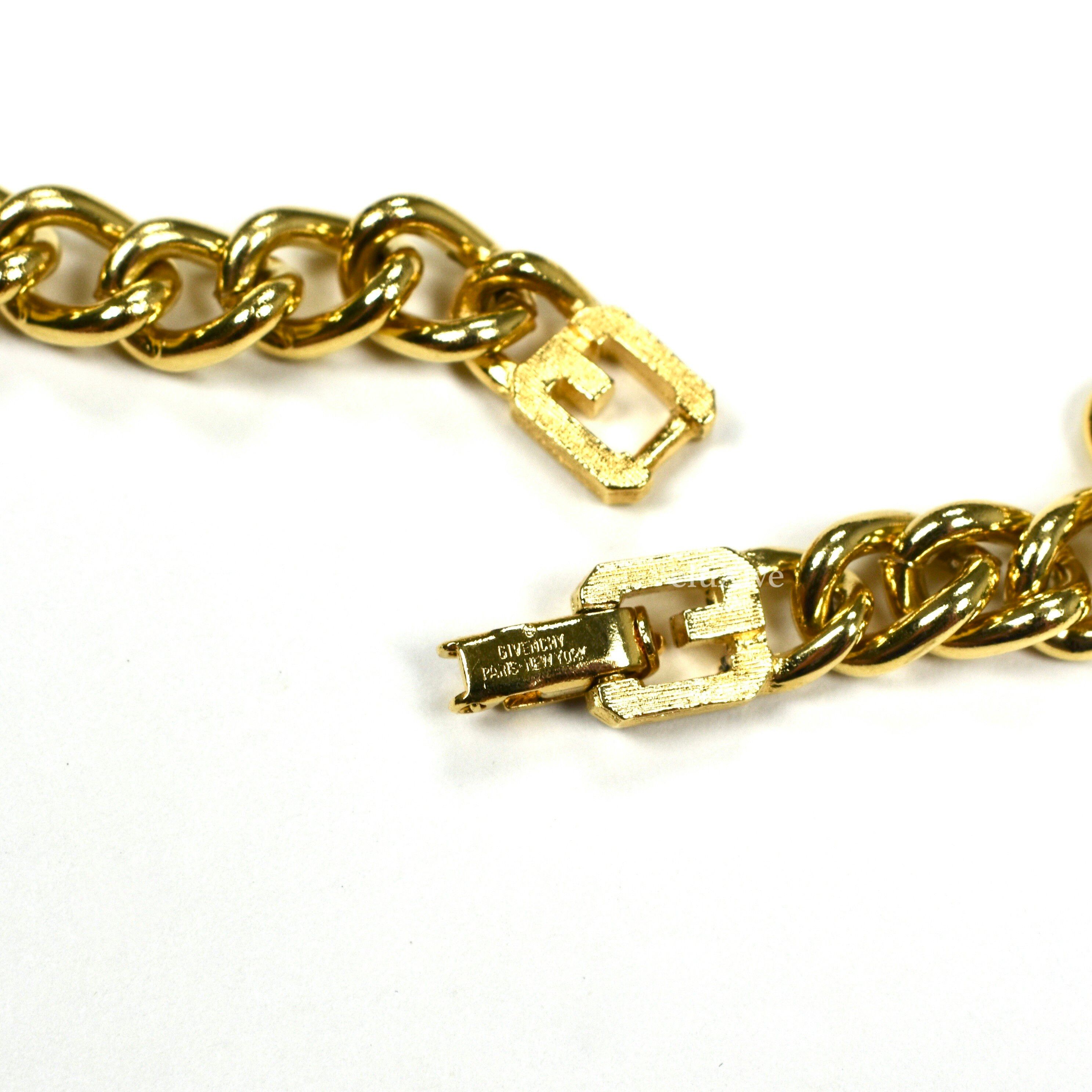 Givenchy Givenchy 25.5" Gold Crystal Logo Link Chain Necklace Size ONE SIZE - 5 Preview