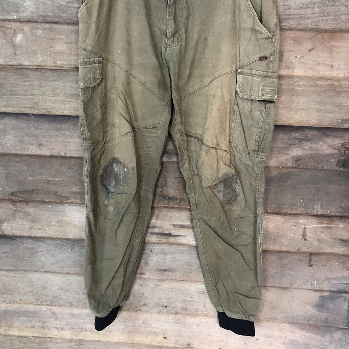 Japanese Brand Tora Dark Brown faded utility jogger Cargo Pants #6883 Size US 32 / EU 48 - 3 Thumbnail