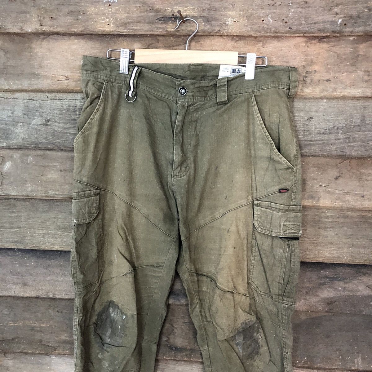 Japanese Brand Tora Dark Brown faded utility jogger Cargo Pants #6883 Size US 32 / EU 48 - 2 Thumbnail