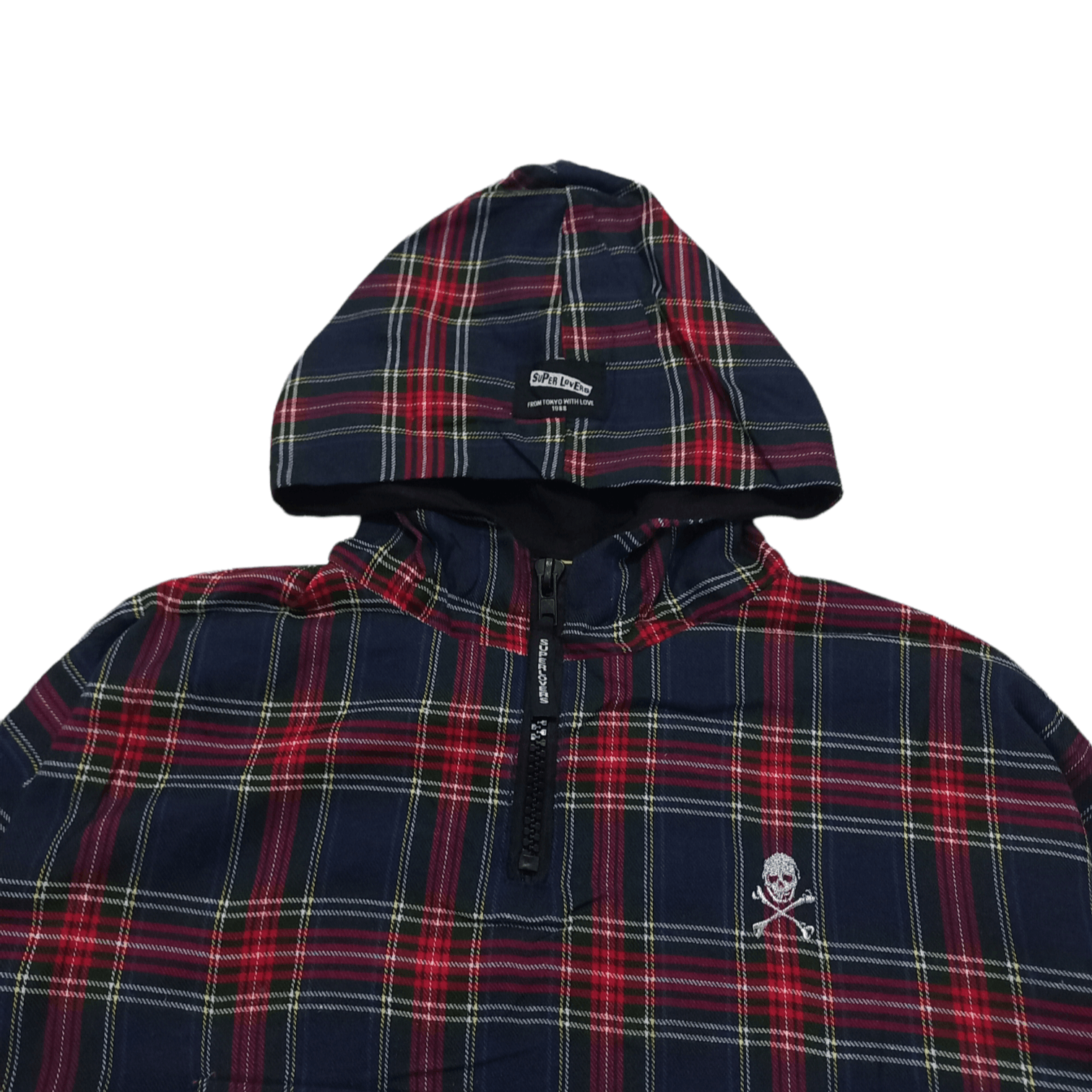Japanese Brand Super Lovers Rock - Skull Logo Plaid Halfzip Cagoule Jacket Size US L / EU 52-54 / 3 - 2 Thumbnail