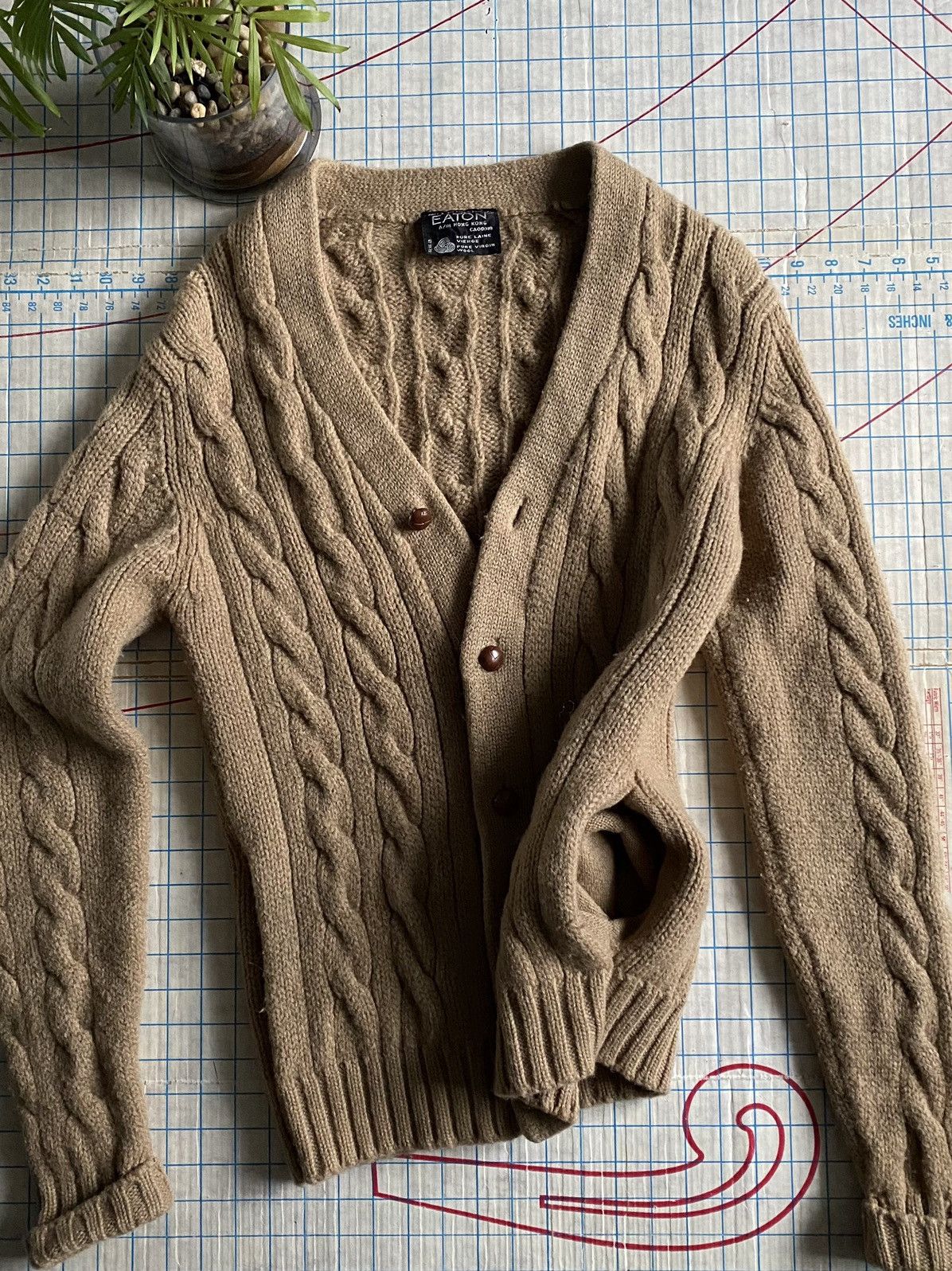 Eaton Vintage Eaton Tan Brown Heavyweight Wool Cardigan Womens XL Size XL / US 12-14 / IT 48-50 - 8 Thumbnail