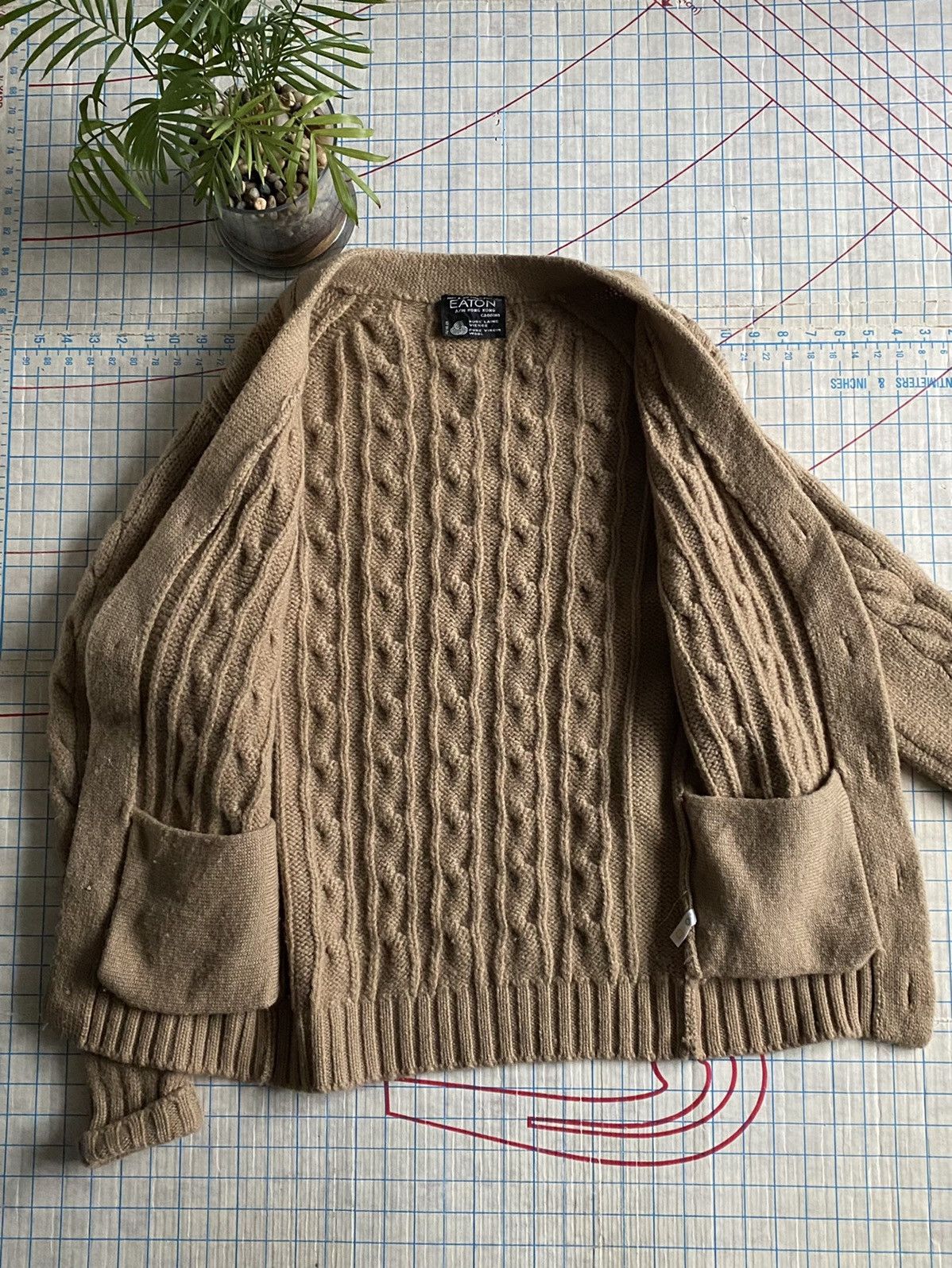Eaton Vintage Eaton Tan Brown Heavyweight Wool Cardigan Womens XL Size XL / US 12-14 / IT 48-50 - 9 Thumbnail