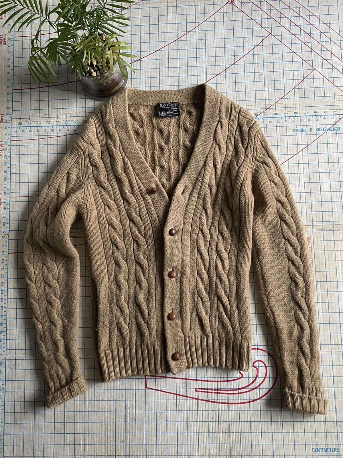 Eaton Vintage Eaton Tan Brown Heavyweight Wool Cardigan Womens XL Size XL / US 12-14 / IT 48-50 - 7 Thumbnail