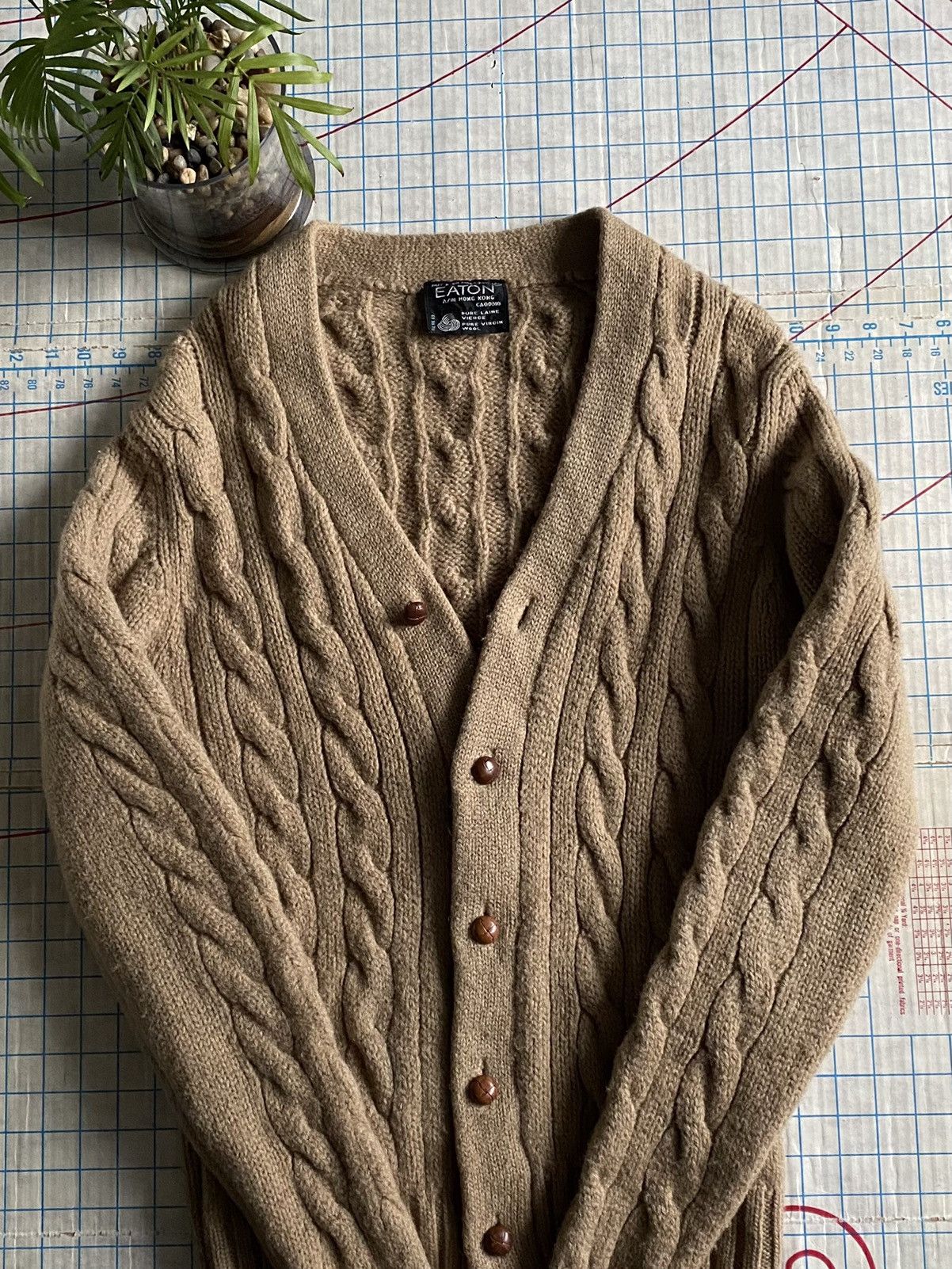 Eaton Vintage Eaton Tan Brown Heavyweight Wool Cardigan Womens XL Size XL / US 12-14 / IT 48-50 - 3 Thumbnail