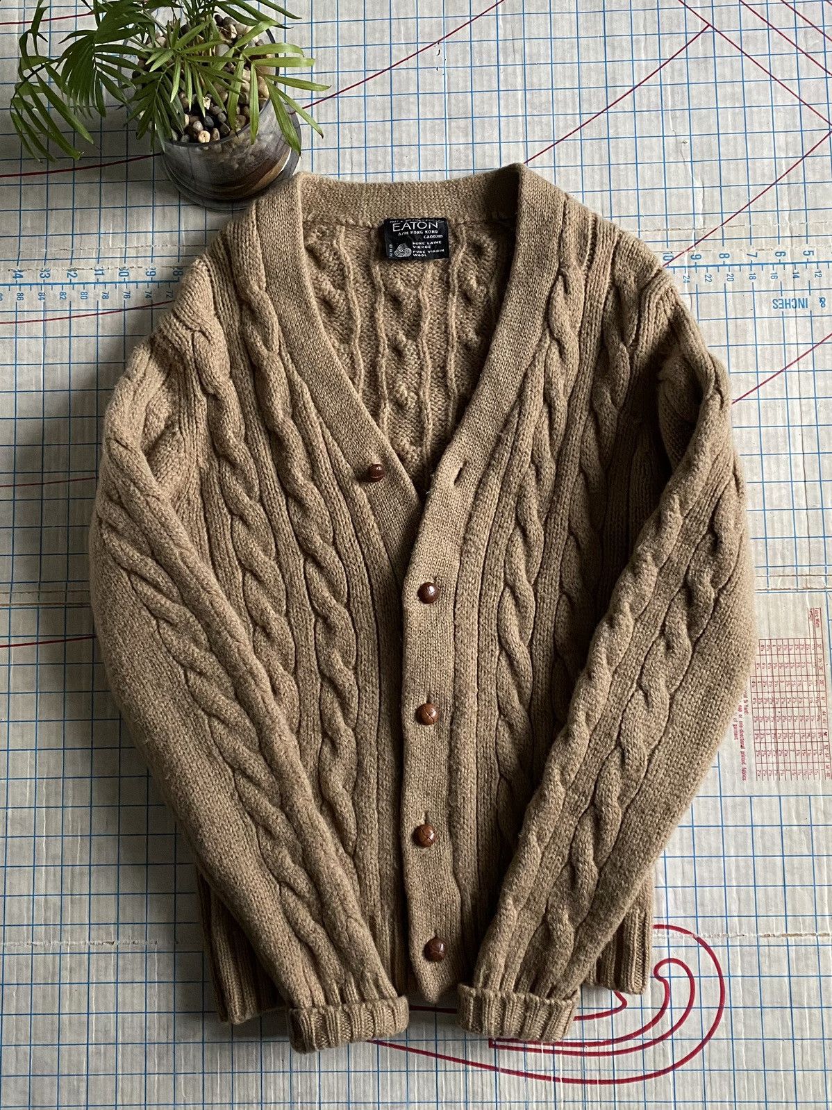 Eaton Vintage Eaton Tan Brown Heavyweight Wool Cardigan Womens XL Size XL / US 12-14 / IT 48-50 - 1 Thumbnail